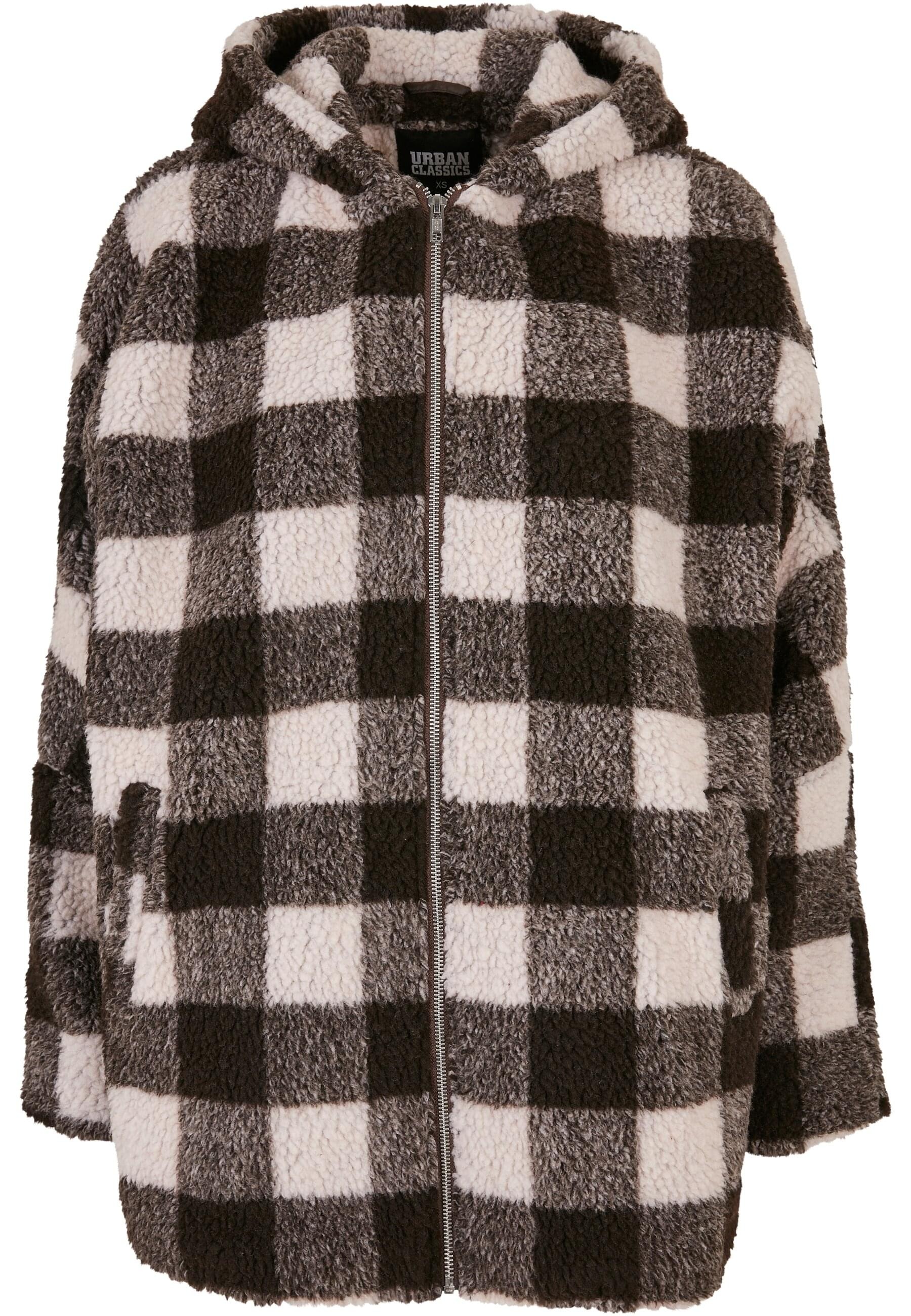 URBAN CLASSICS Winterjacke "Urban Classics Damen Ladies Hooded Oversized Check Sherpa Jacket", (1 St.), mit Kapuze