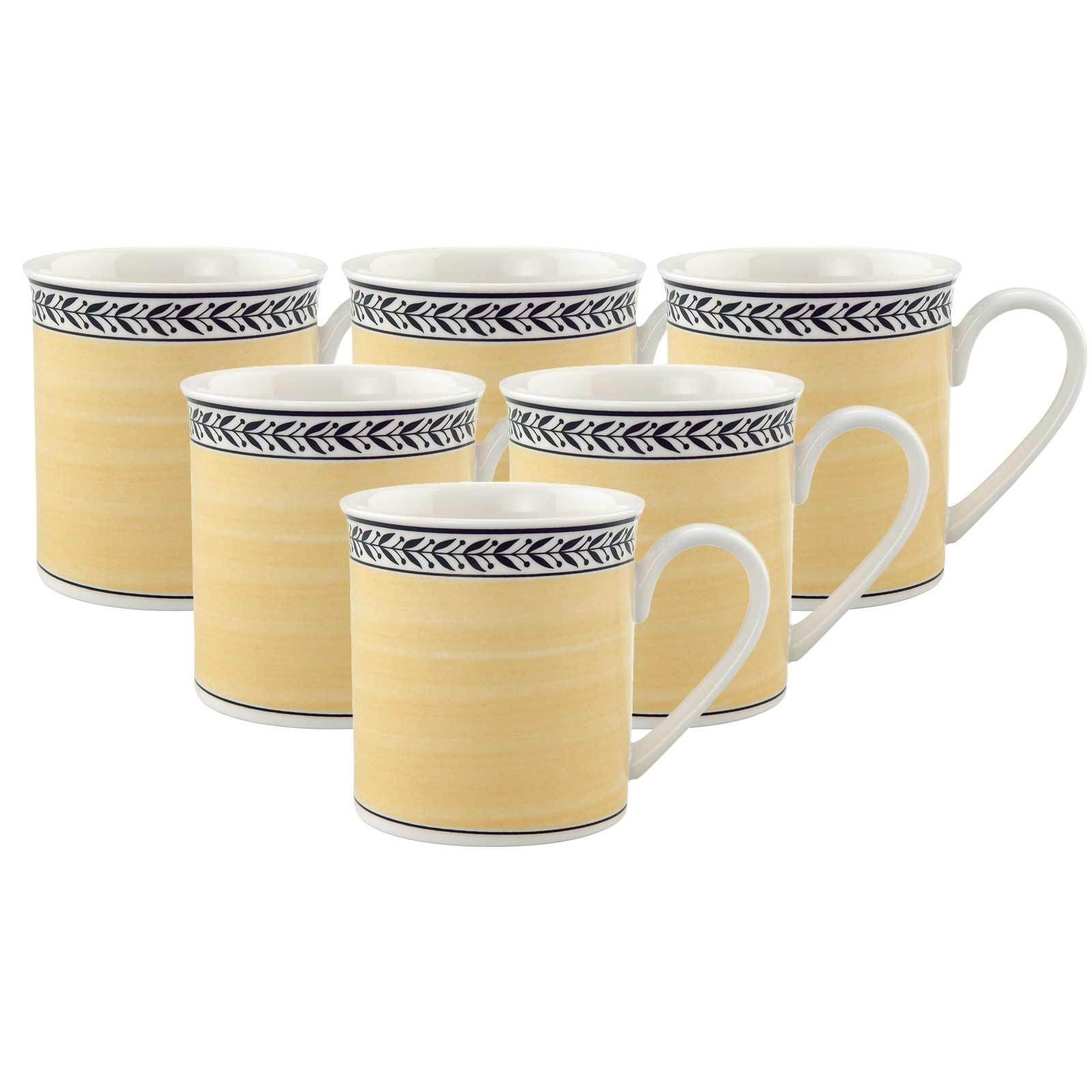 Villeroy & Boch Becher "Kaffeebecher Audun Fleur 300 ml 6er Set weiß-grau-g günstig online kaufen