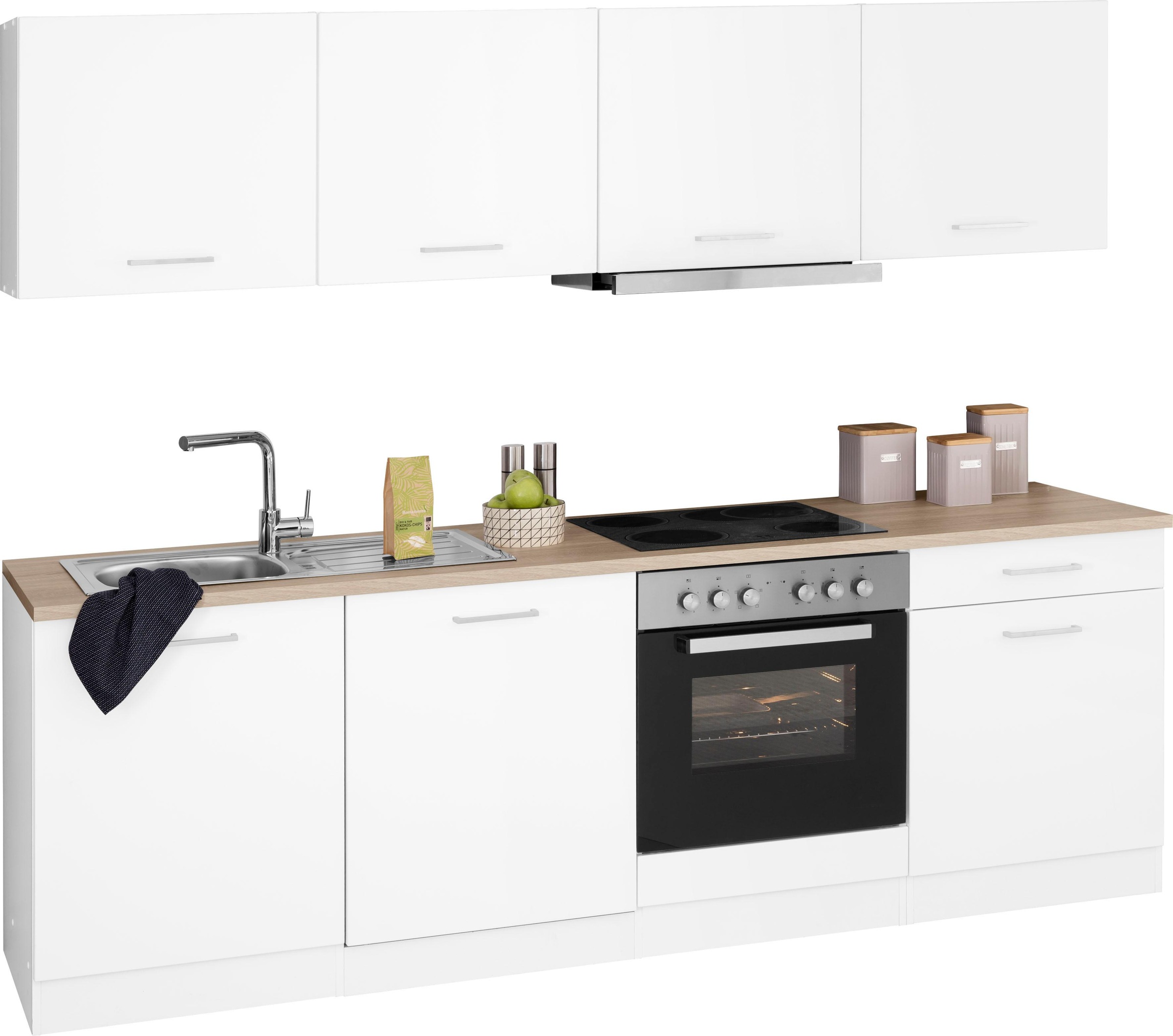 KOCHSTATION Küchenzeile »KS-Visby«, mit E-Geräten, Breite 240 cm inkl. Geschirrspülmaschine
