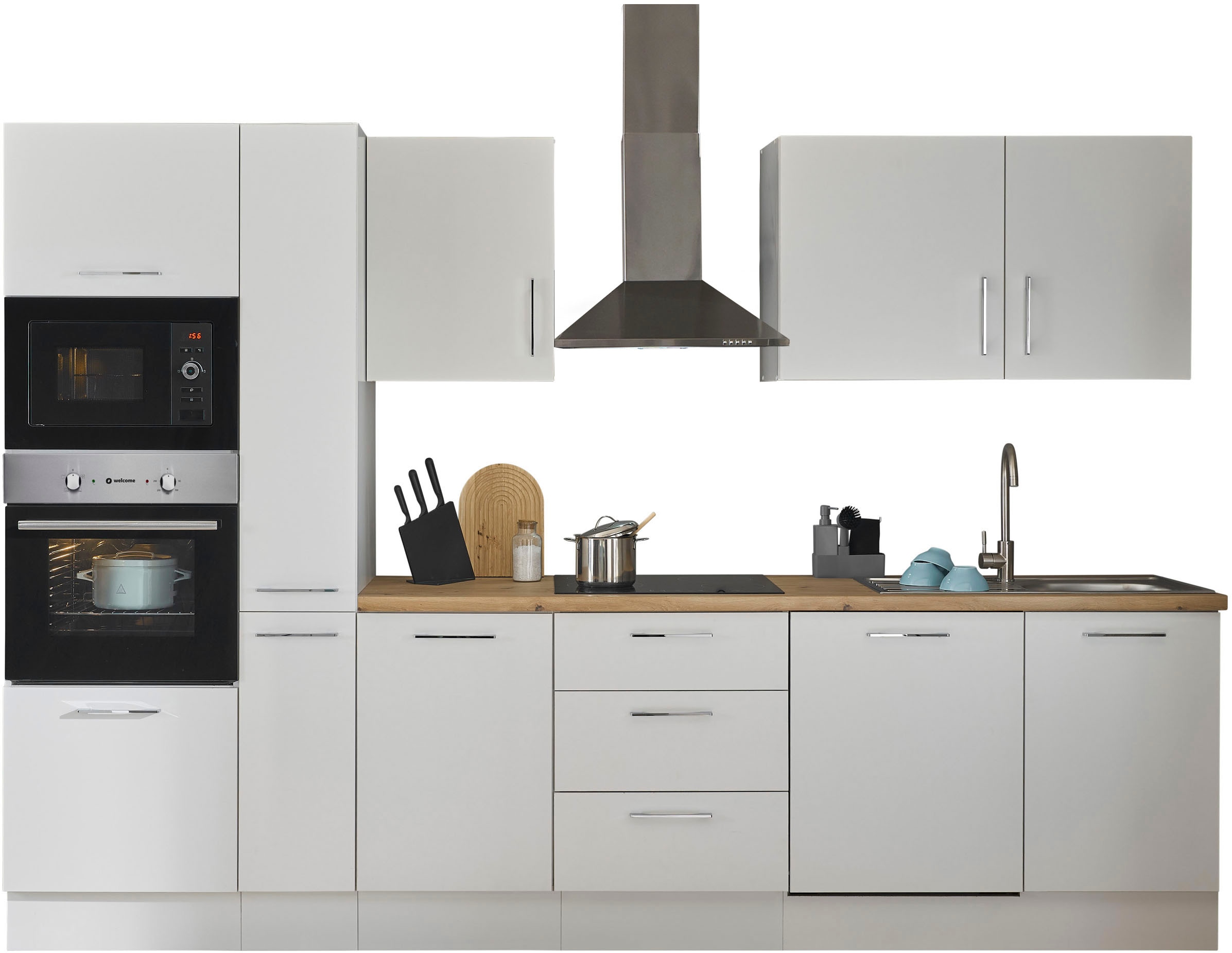 BASIC by Balculina Küchenzeile »Turin«, Breite 310 cm, wahlweise mit E-Geräten