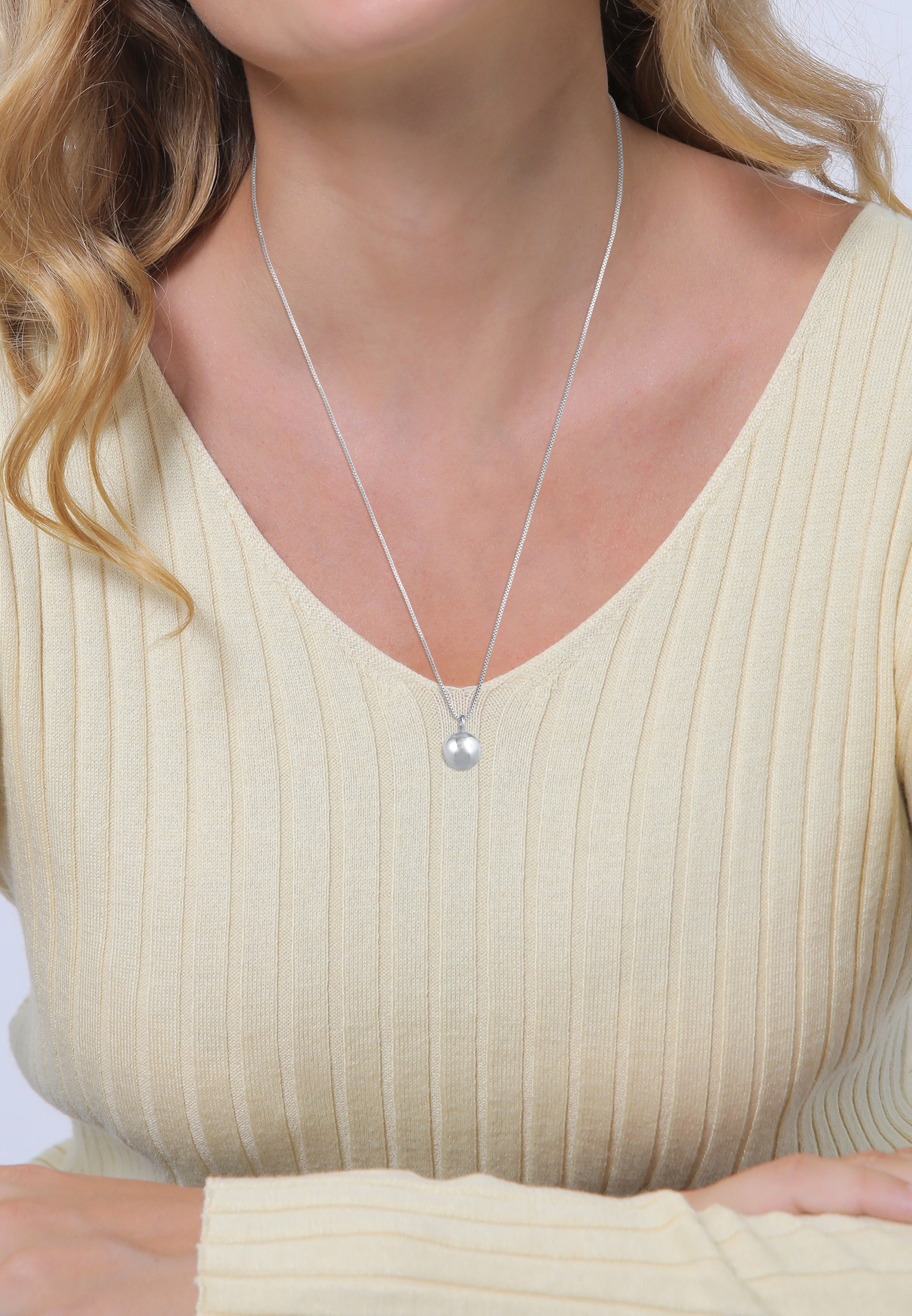 Elli Premium Kette mit Anhänger »Kugel Anhänger Rund Basic 925 Silber«