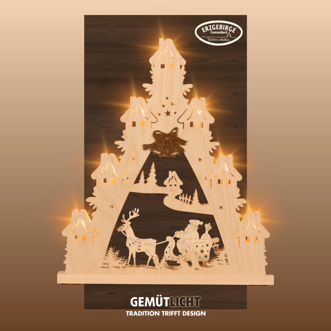 Weigla LED Schwibbogen "Weihnachtsmann auf Schlitten, Lichterspitze aus Hol günstig online kaufen