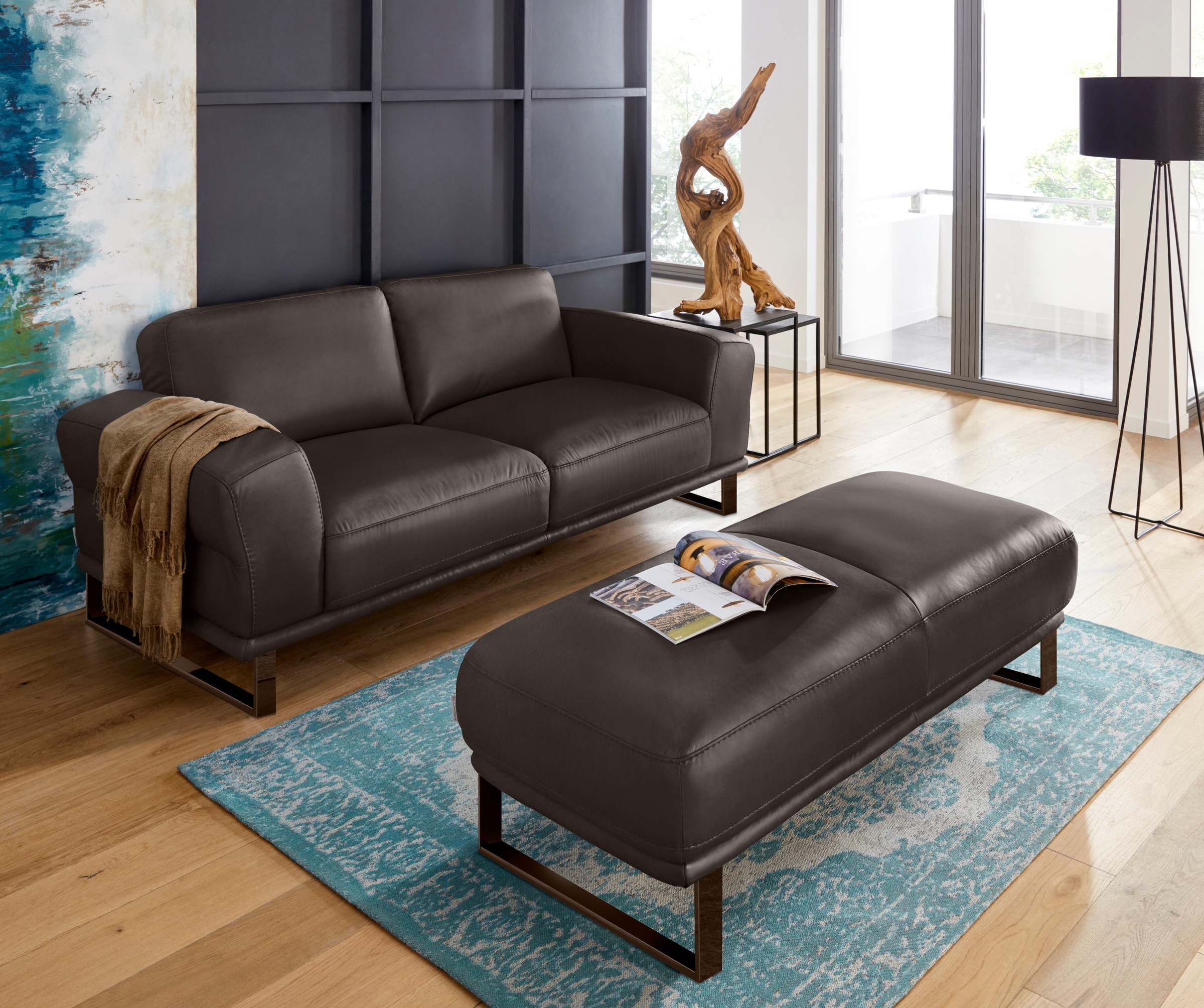 W.SCHILLIG Hocker »montanaa« mit Metallkufen in Bronze pulverbeschichtet, Breite 141 cm