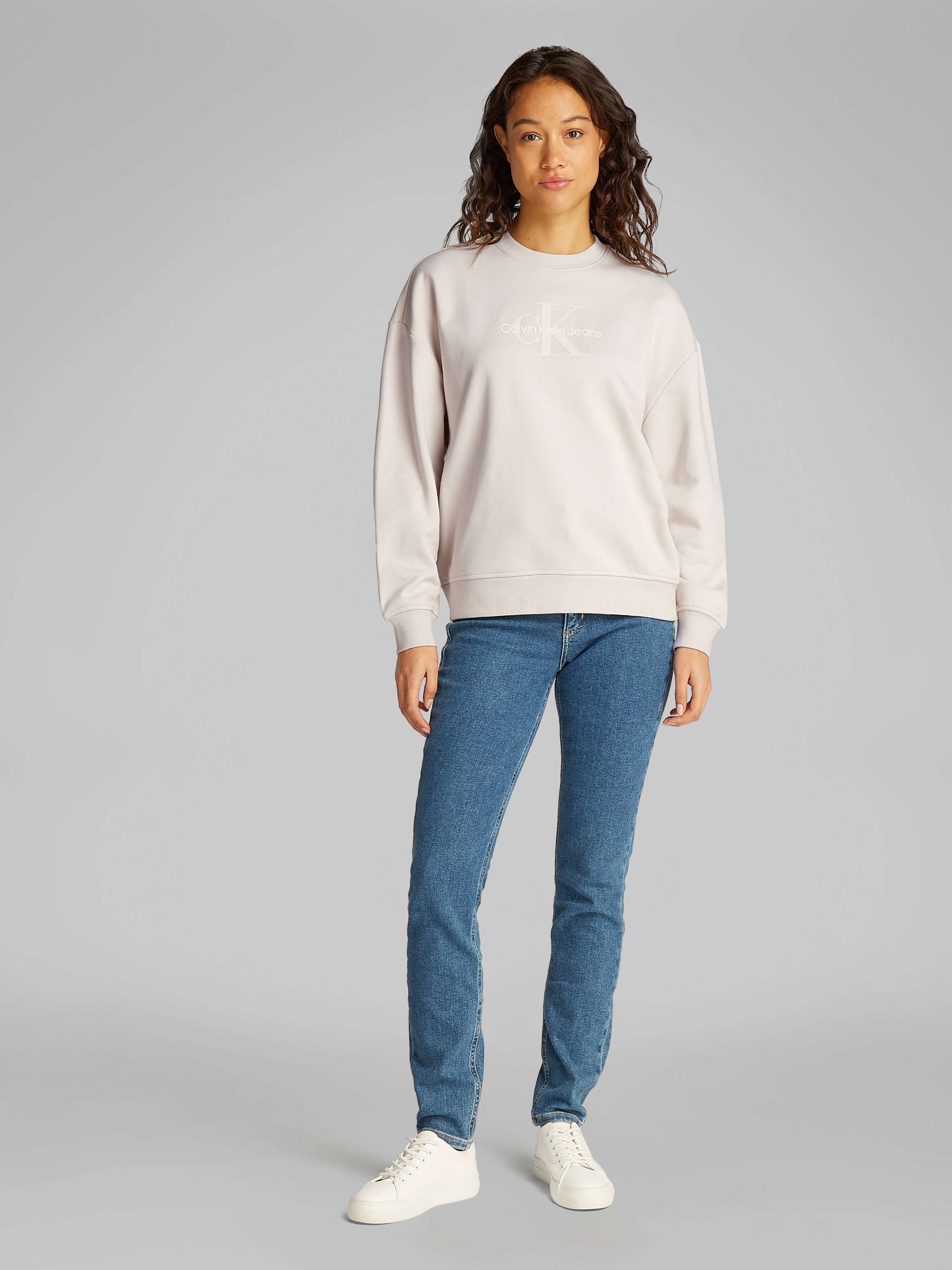 Calvin Klein Jeans Sweatshirt »GLOSSY MONOLOGO REGULAR CREWNECK«, mit Logodruck