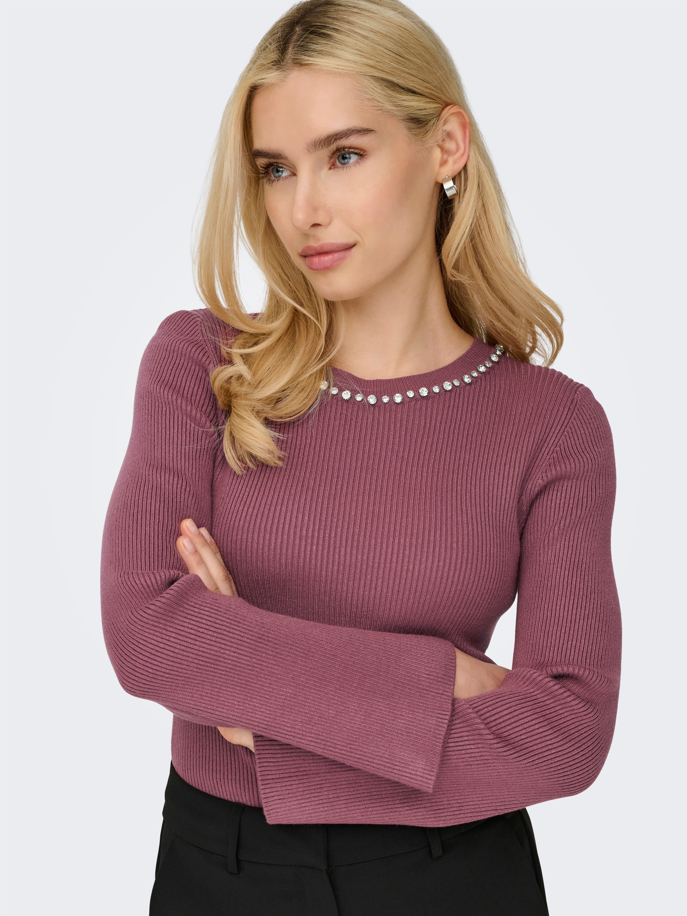 ONLY Rundhalspullover "ONLNATASCHA LS BLING O-NECK CC KNT" günstig online kaufen