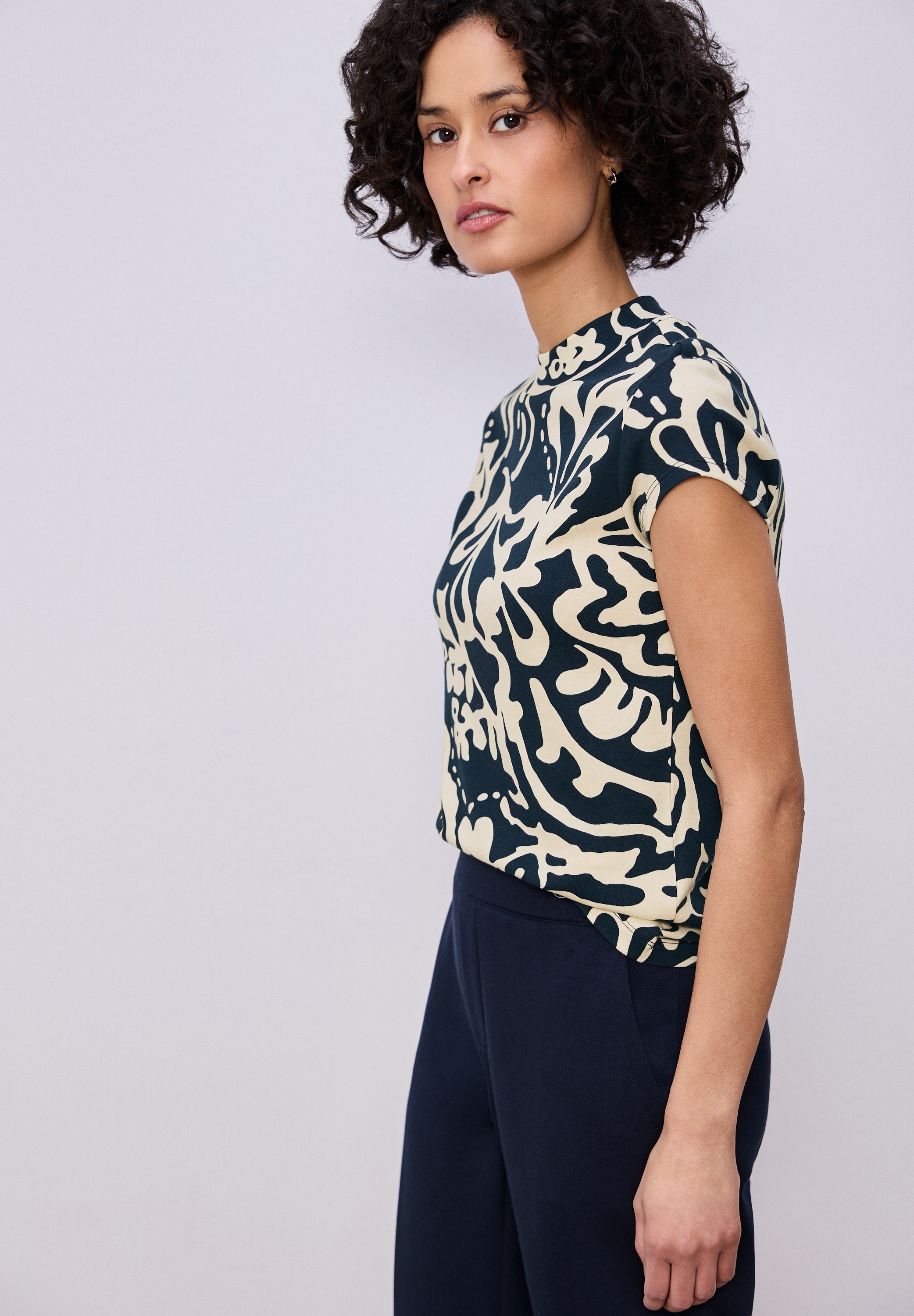 STREET ONE Stehkragenshirt Jersey