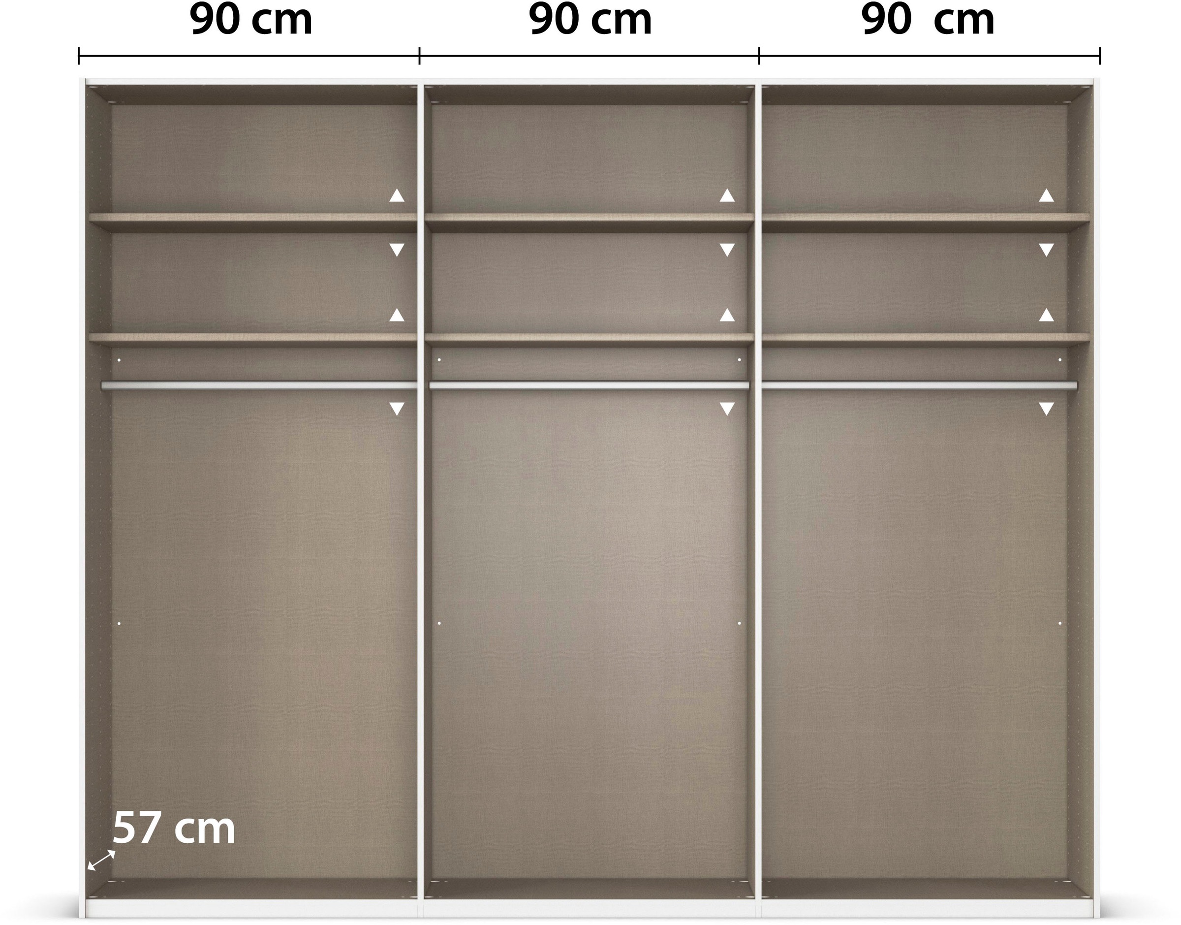 rauch Schwebetürenschrank »Kleiderschrank Schrank Garderobe Schlafzimmerschrank SCALE-DUO«, edle zweigeteilte Türen und 3 Zierleisten MADE IN GERMANY