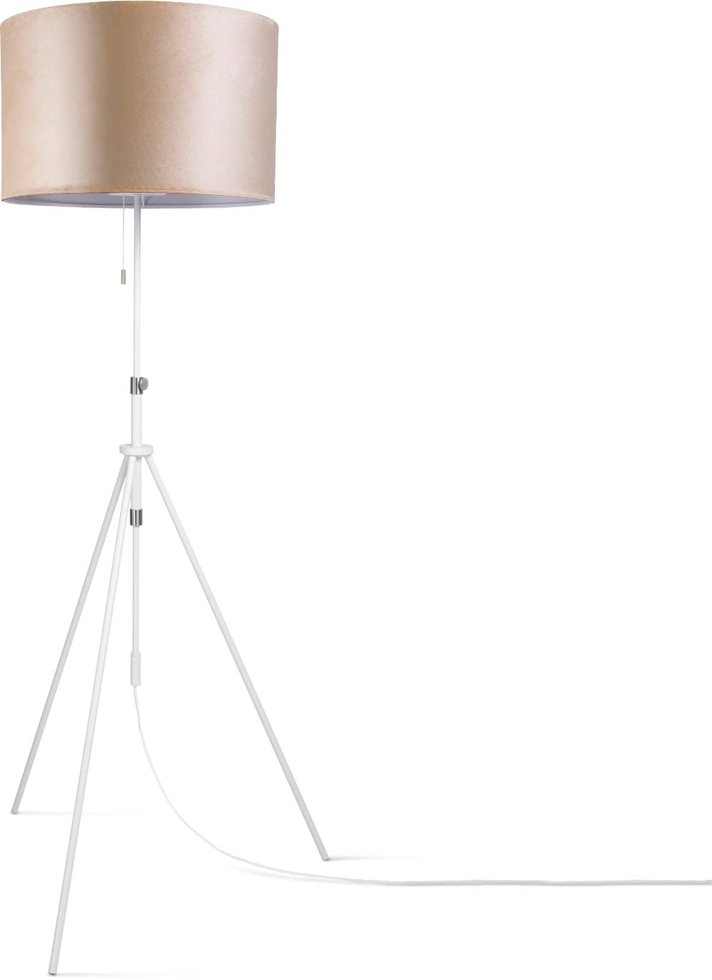 Paco Home Stehlampe »Naomi uni Color«, Wohnzimmer Höhenverstellbar 121,5  bis 176,5 cm Zugschalter Velour | Sale bei BAUR