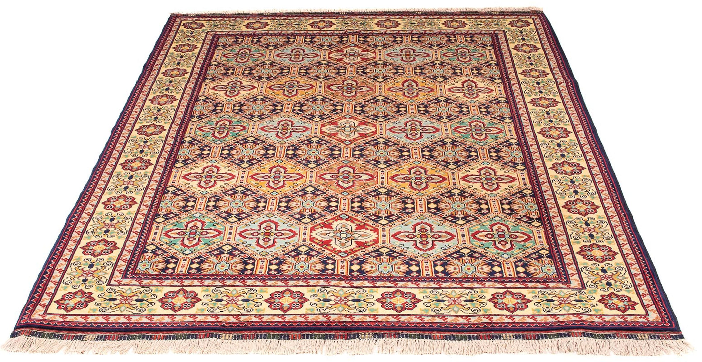 morgenland Orientteppich "Afghan - 199 x 153 cm - mehrfarbig", rechteckig, 7 mm Höhe, Wohnzimmer, Handgeknüpft, Einzelst