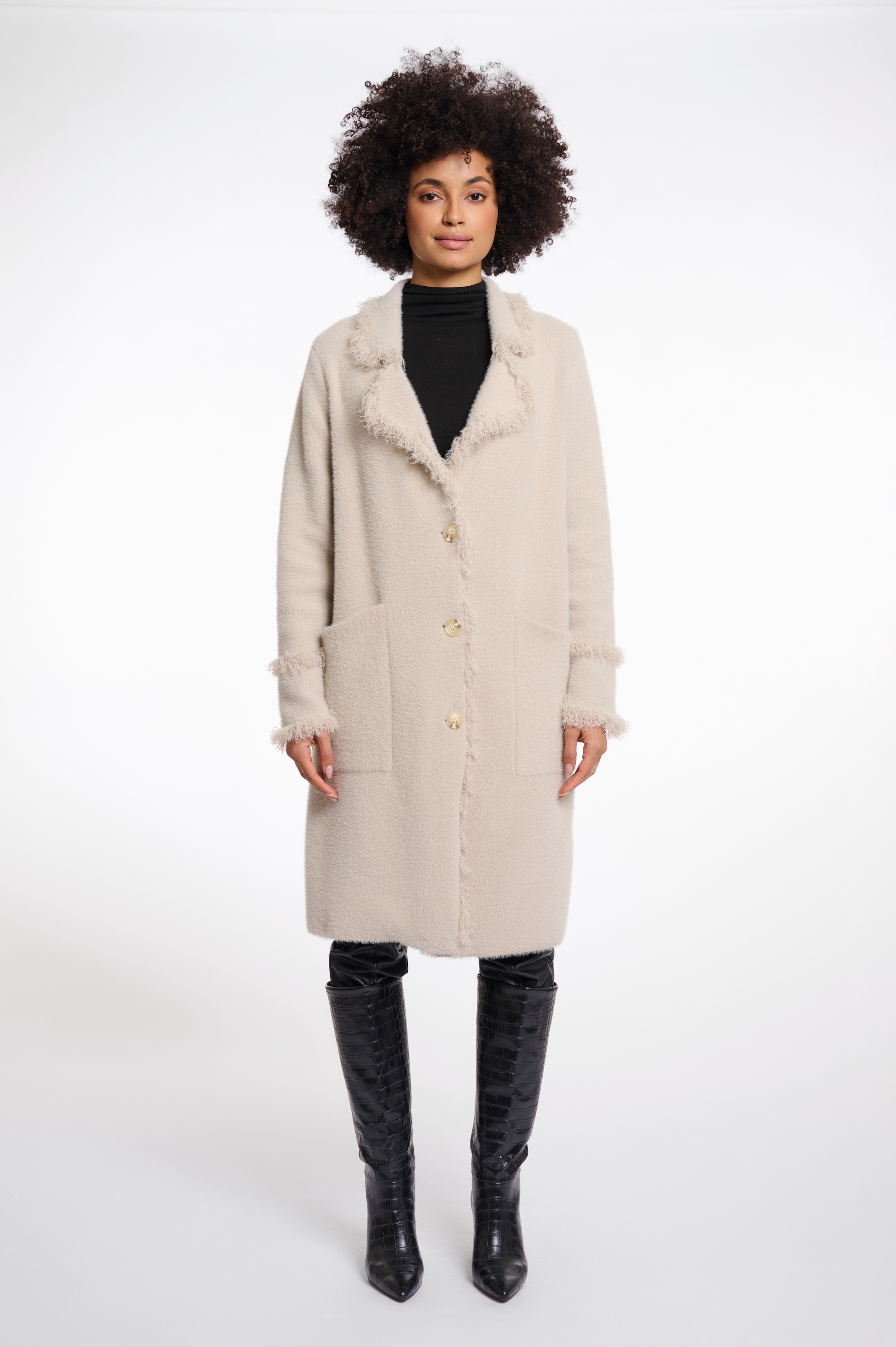 Rino & Pelle Longstrickjacke »CATENA«, mit Fransendetails und Knöpfen