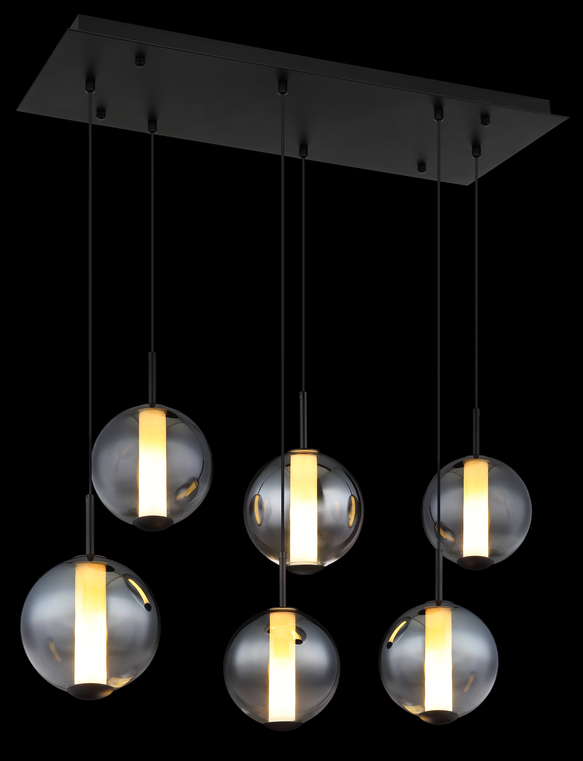GLOBO LIGHTING Hängeleuchte »LACY« LED-Modul 1 Stk. Warmweiß Hängeleuchte Schwarz, Glaskugeln Rauch/Opal, LED 78W