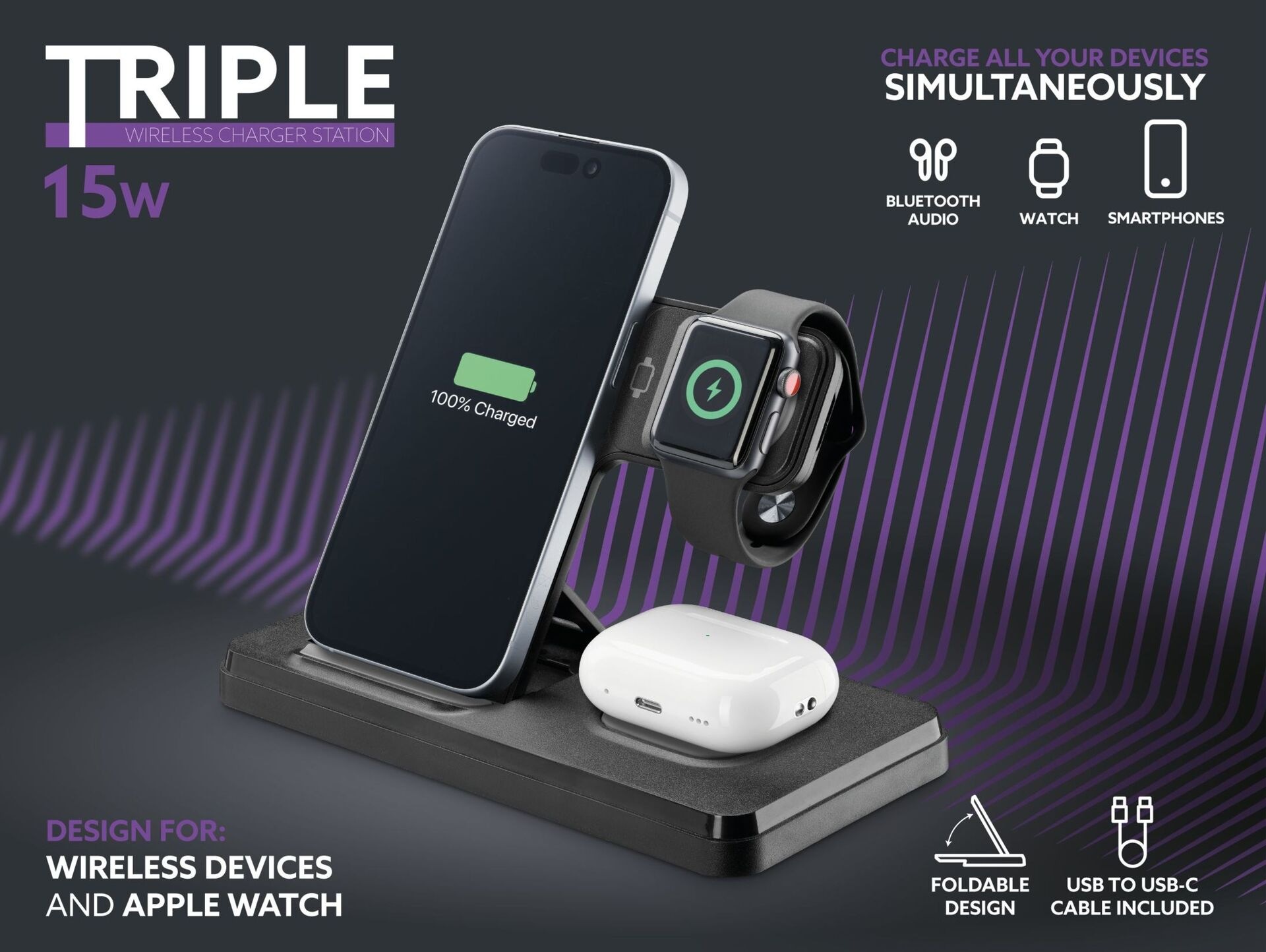 Cellularline Ladestation »3in1 Triple Wireless Station 15 W«