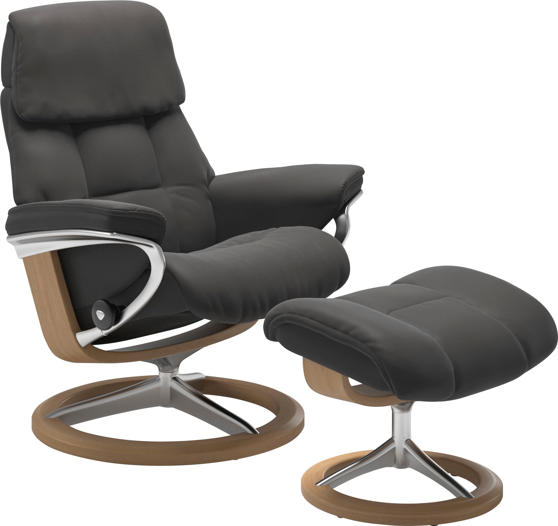 Stressless Relaxsessel "Ruby" mit Signature Base, Größe M, Gestell Eiche, Wenge, Braun & Schwarz