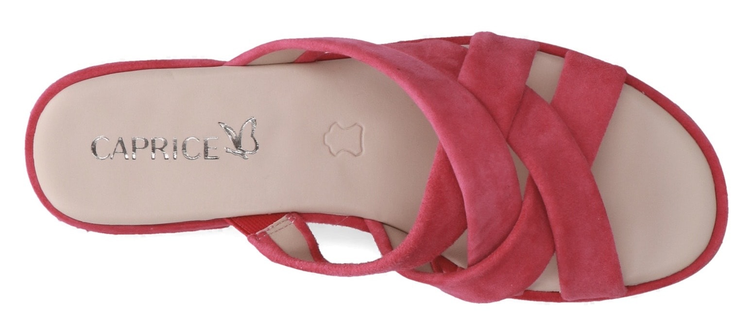 Caprice Pantolette, Blockabsatz, Sommerschuh, Schlupfschuh mit Kreuzbandage