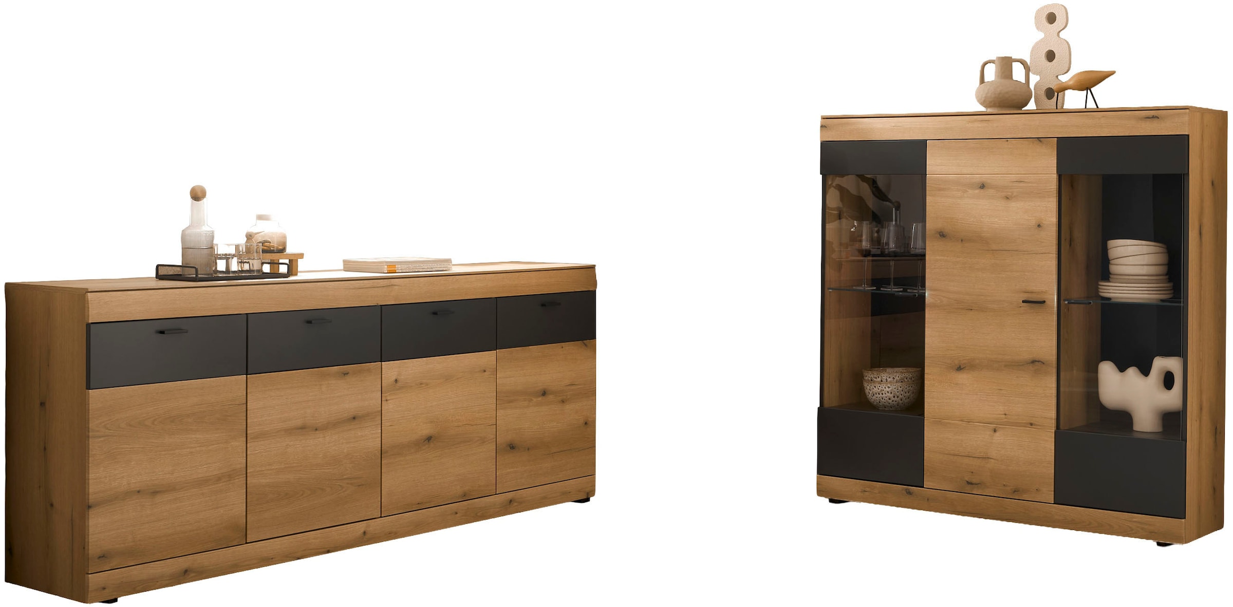 Home affaire Wohnwand "Soleto, zeitlose Anbauwand, Komplettset im modernen Stil" Komplett-Set, 2 Stk. tlg.