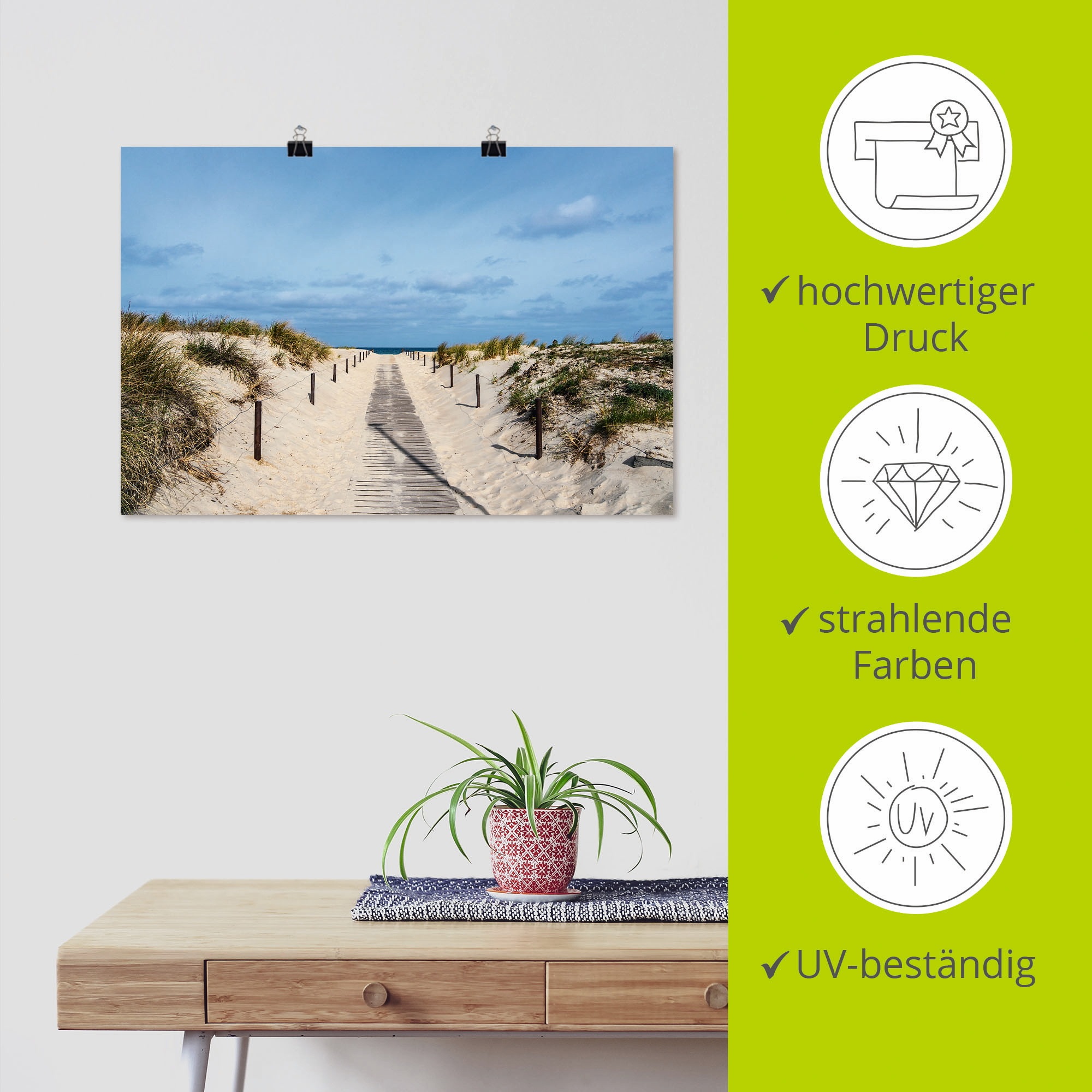 Artland Wandbild »Strandaufgang an Küste der Ostsee«, Strandbilder, (1 St.), als Alubild, Outdoorbild, Leinwandbild, Poster, Wandaufkleber