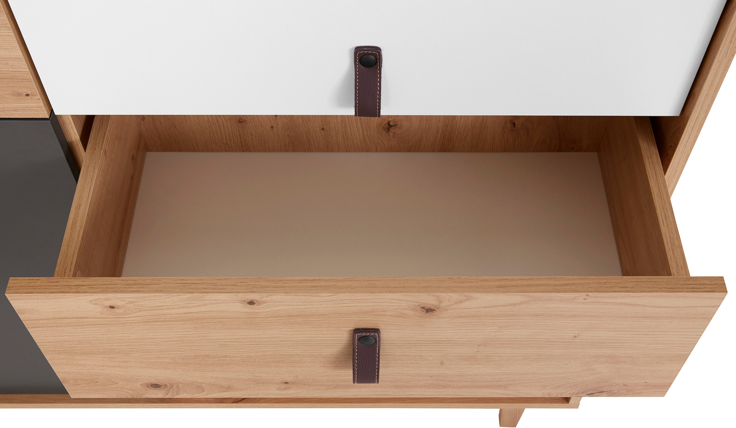 Homexperts Highboard »Bristol«, Breite 120 cm, Höhe 135 cm, mit massiven Eichefüßen