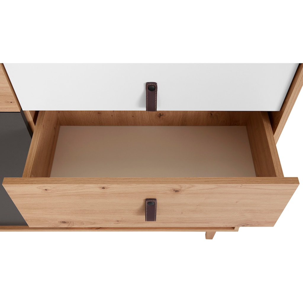 Homexperts Highboard »Bristol«, Breite 120 cm, Höhe 135 cm, mit massiven Eichefüßen