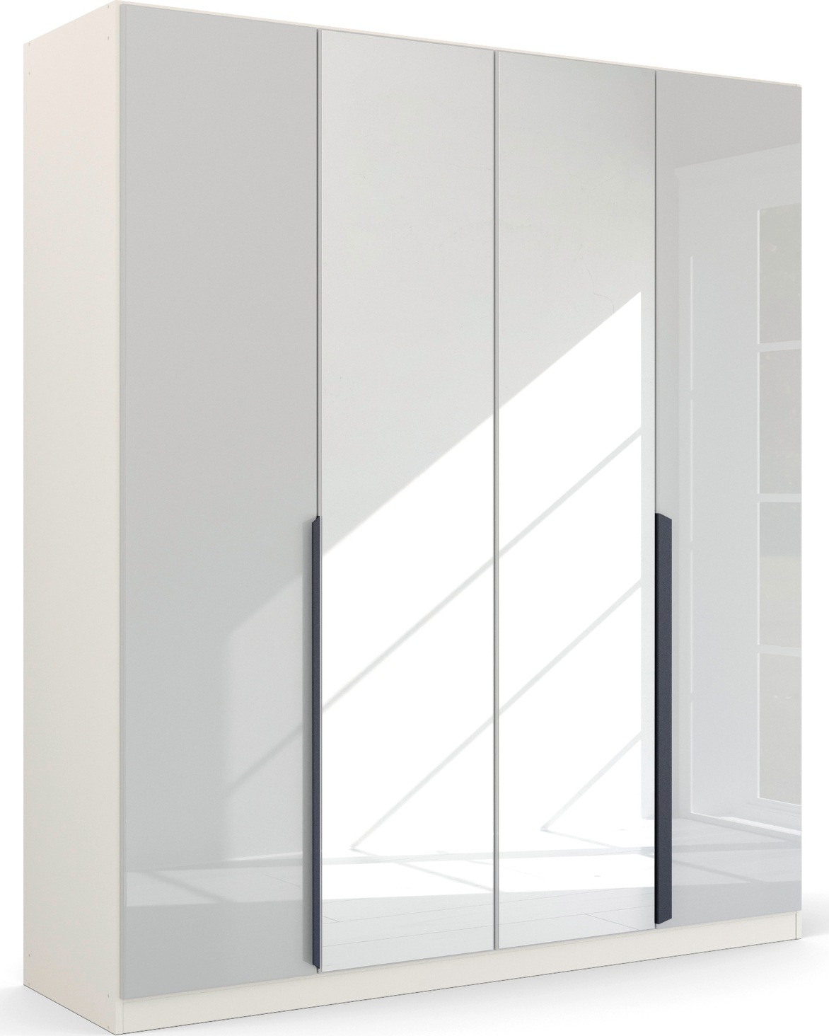 rauch Drehtürenschrank "Kleiderschrank Schrank Garderobe Ankleide MODERN BY QUADRA SPIN" Breiten: 181/226/271 cm, Höhe 210 cm, mit Spiegel und hochwertiger Glasfront, Stangengriff MADE IN GERMANY