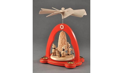 Weihnachtspyramide »Tischpyramide - Winterkinder, Weihnachtsdeko rot«