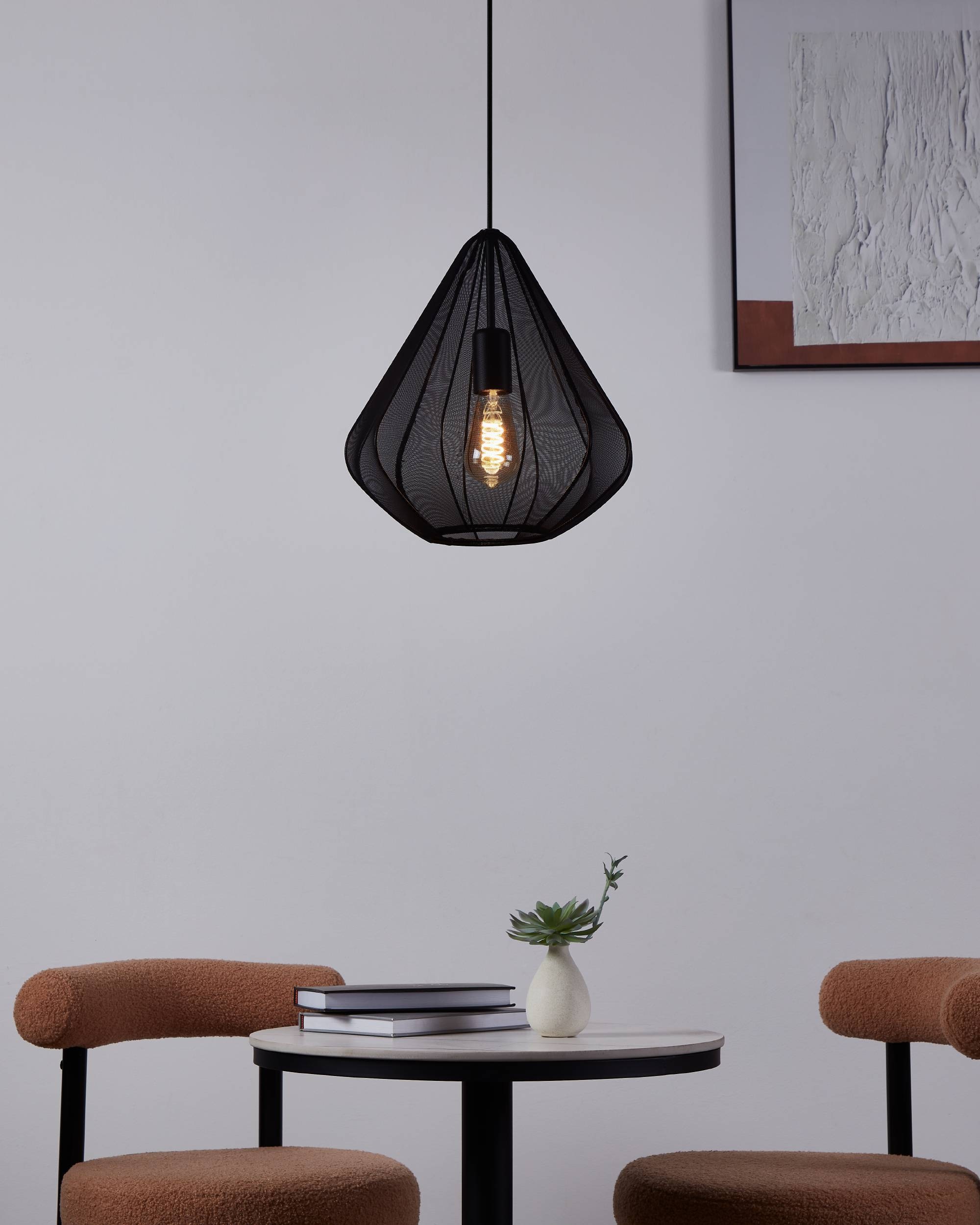EGLO Hängeleuchte »Dolwen Hängelampe, Pendelleuchte, Esszimmerlampe Japanisch, E27, Lampe« E27 1 Stk. Hängeleuchte - H110 x Ø33,5 cm - schwarz - 1X40W exkl.
