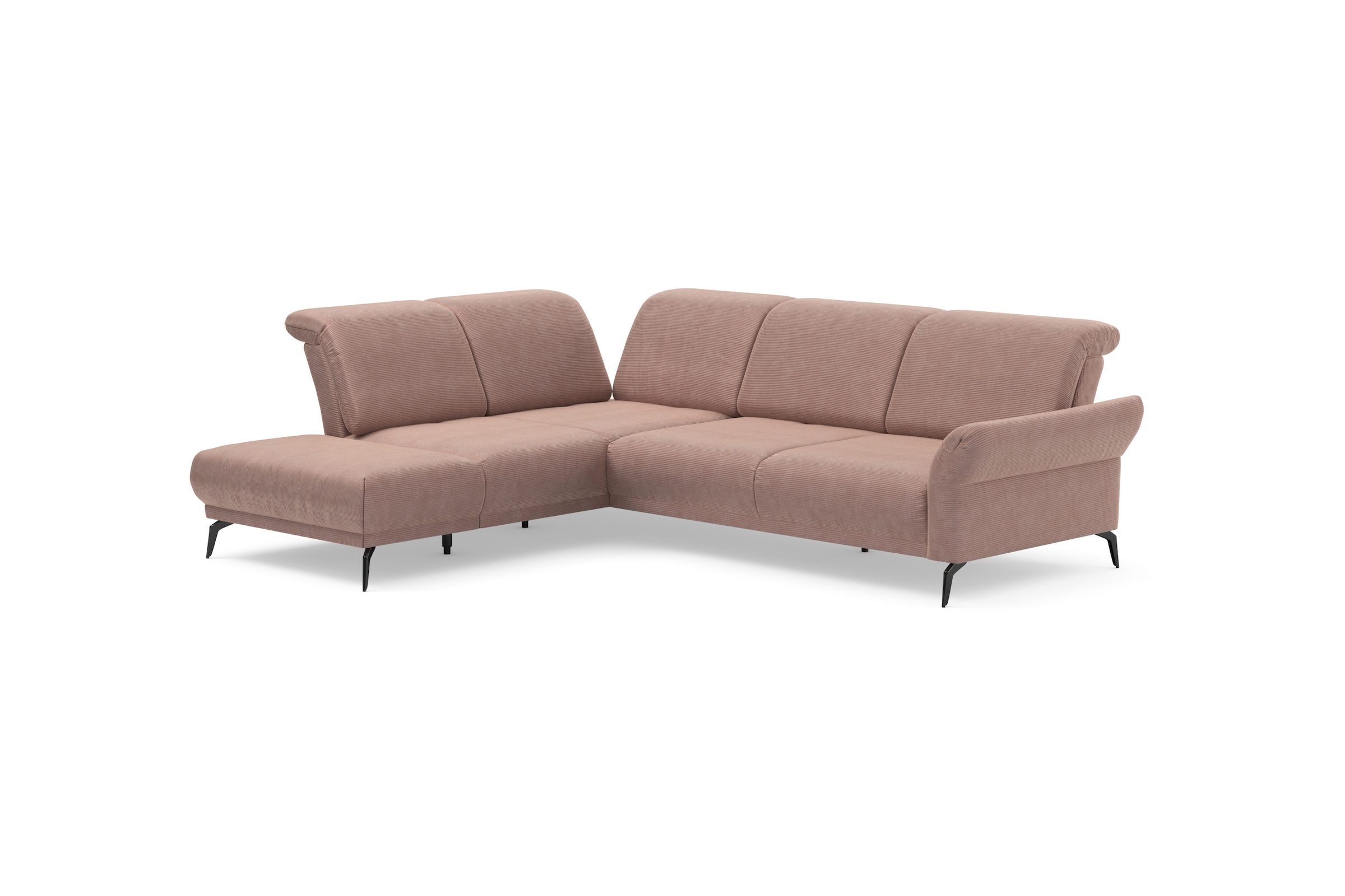 INOSIGN Ecksofa »Coco L-Form«, Sitztiefen-, Arm- und Kopfteilverstellung, Cord-Bezug, Fußhöhe 15 cm