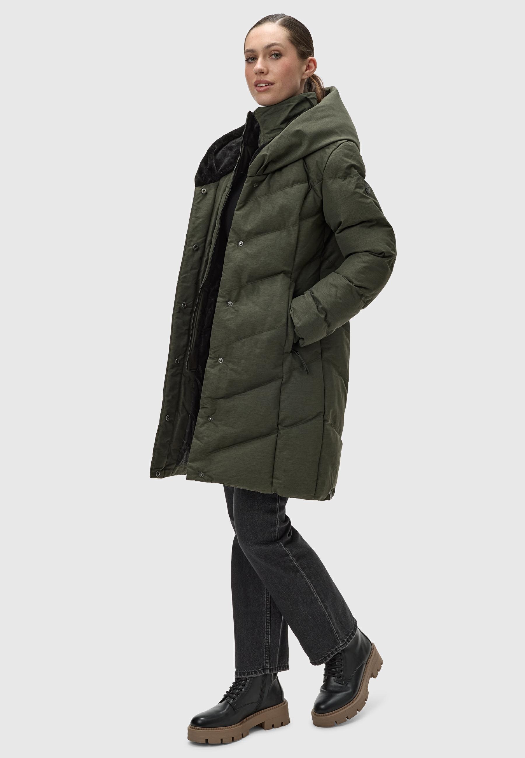 Ragwear Steppmantel »Natalka Cosy« wasserdichter Mantel mit flauschigem Kunstfell-Kragen