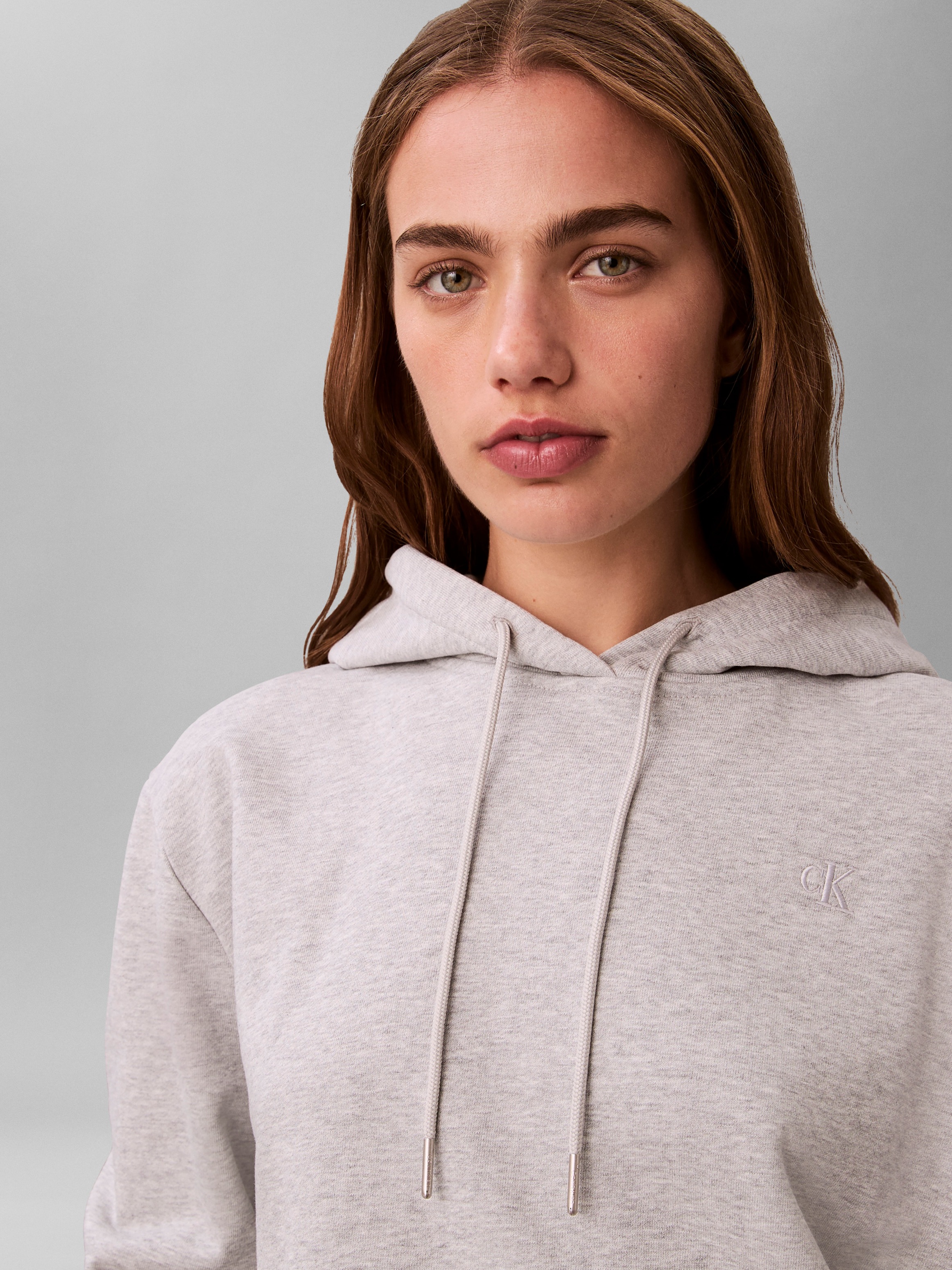 Kapuzensweatshirt CALVIN KLEIN JEANS "LS ARCHIVE TERRY PO HOOD", Damen, Gr. S (38), history heather, Sweatware, Obermaterial: 86% Baumwolle, 14% Polyester, klassisch normal, Rundhals, eingesetzt Rippbündchen, Sweatshirts, Mit Rundhalsausschnitt 3