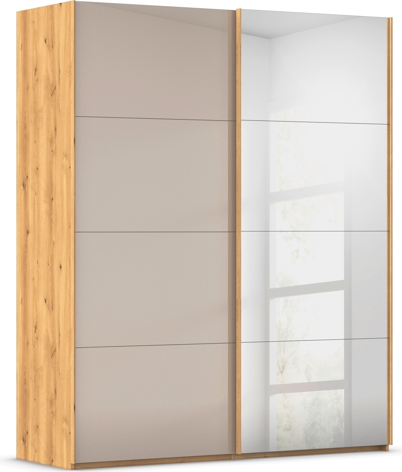 rauch "Kleiderschrank Schrank Garderobe Schlafzimmerschrank SCALE-FYRA" edle viergeteilte Türen Spiegel/Glas-Mix viele Farben MADE IN GERMANY