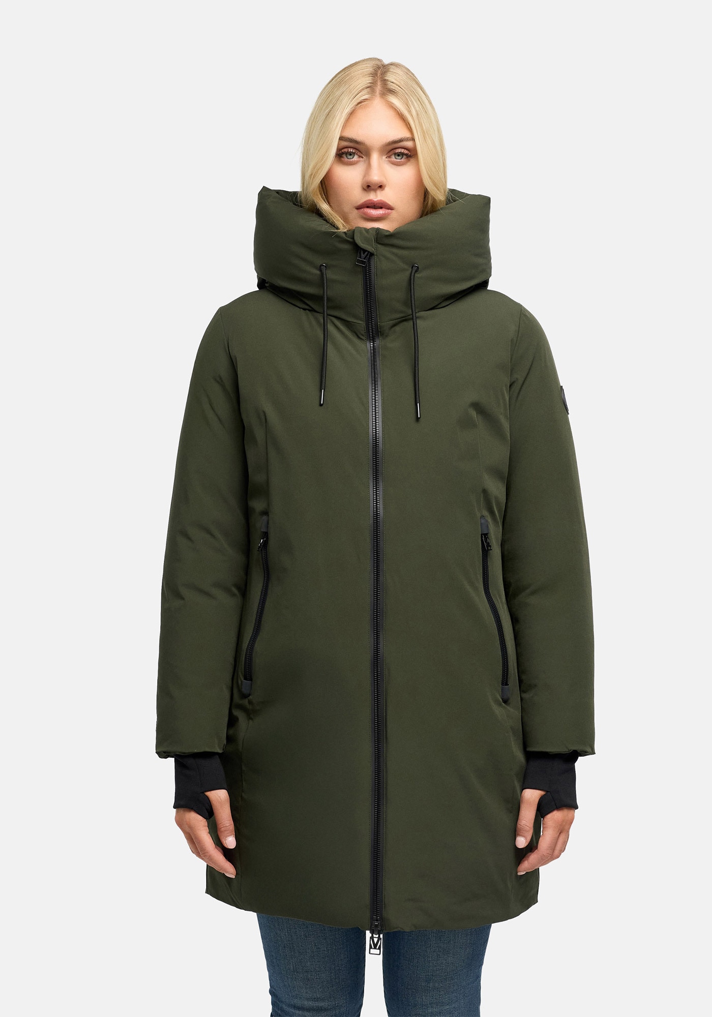 Marikoo Winterjacke "Polarhäschen" mit Kapuze Wintermantel mit Kapuze, Stehkragen, taillierte Rückenpartie
