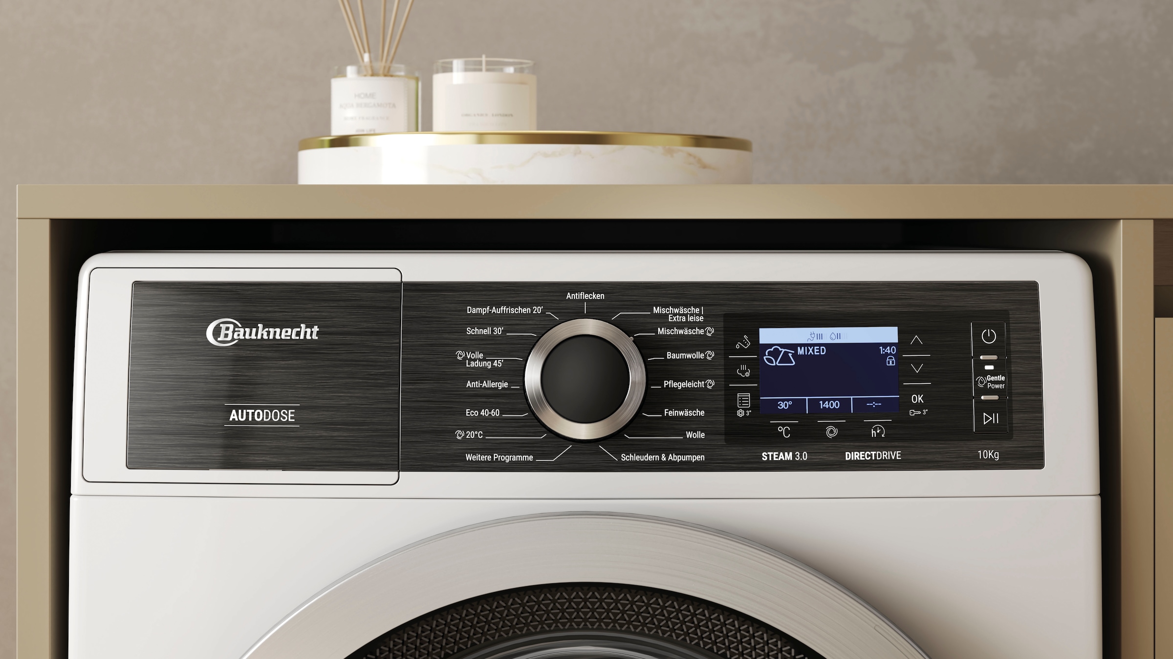 BAUKNECHT Waschmaschine »B8 09AD SILENCE DE«, 10 kg, 1400 U/min, Gentle Power-Technologie, Auto Dose, Vollwasserschutz