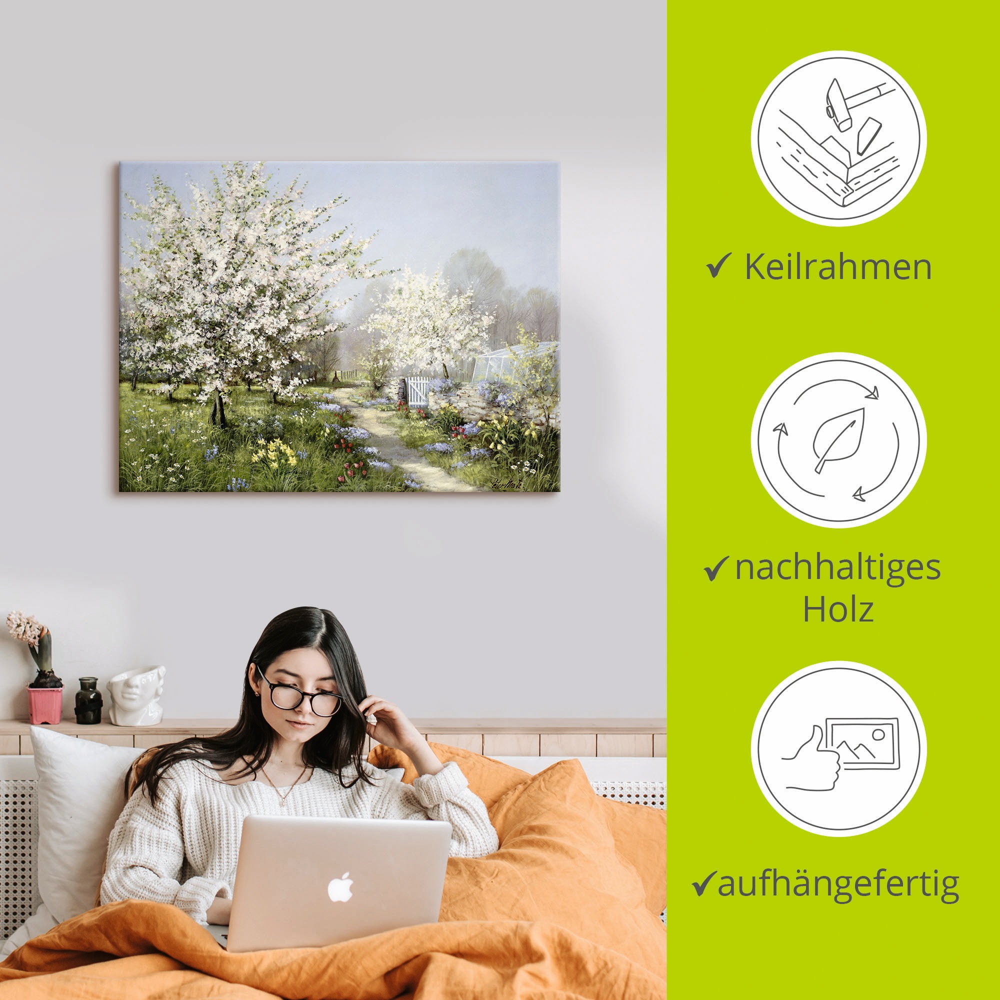 Artland Wandbild »Frühlingsblüten«, Wiesen & Bäume, (1 St.), als Leinwandbild, Poster, Wandaufkleber in verschied. Größen