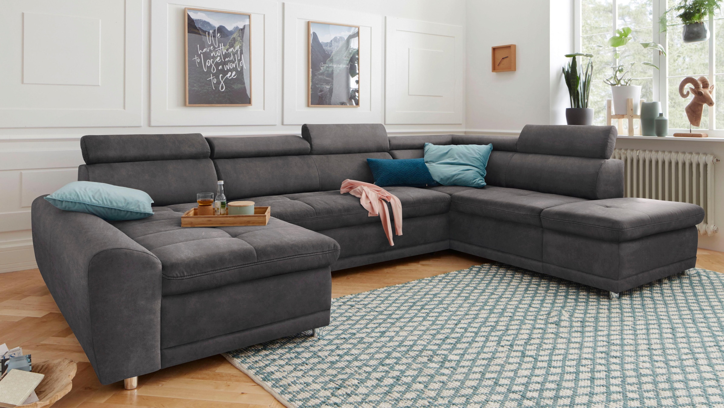 sit&more Wohnlandschaft "Riva U-Form" wahlweise mit Schlaffunktion