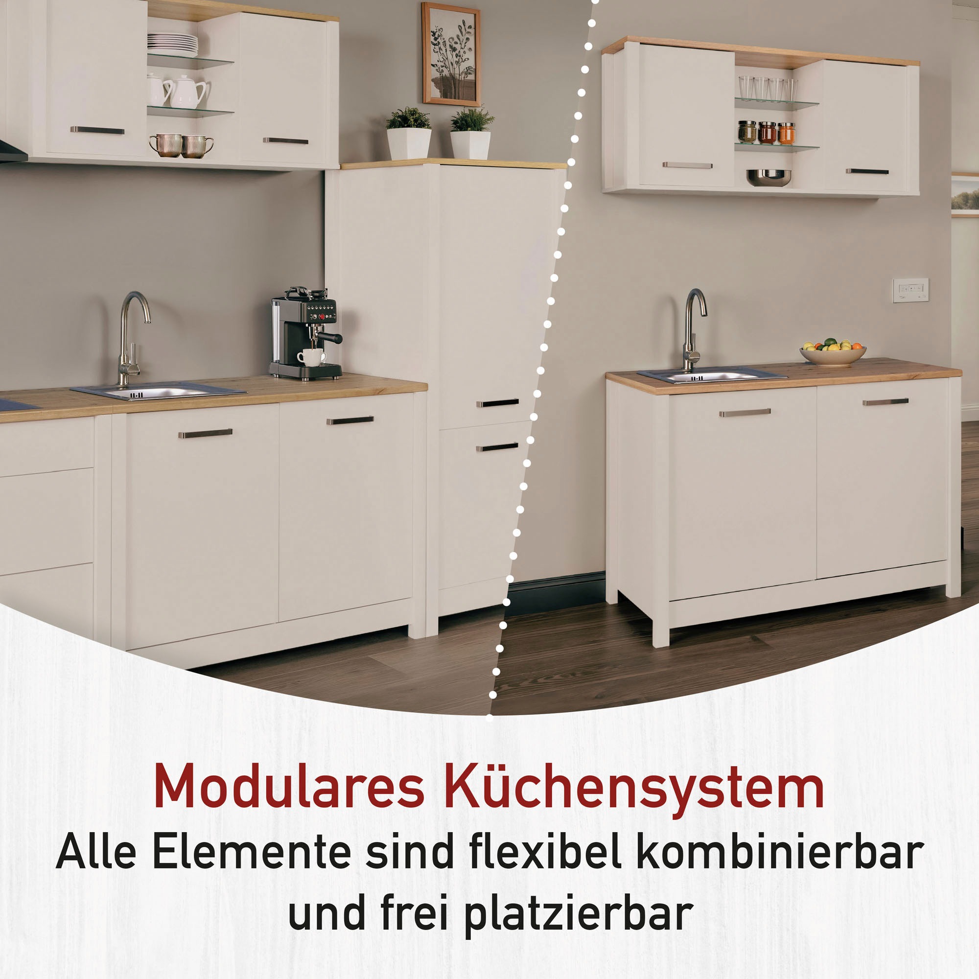 Inter Link Pantryküche »Pienza, Miniküche, Singleküche, Einbauküche, Kochnische« Ohne E-Geräte, für Spüle & Spülmaschine, Soft-Close, B: 130 cm