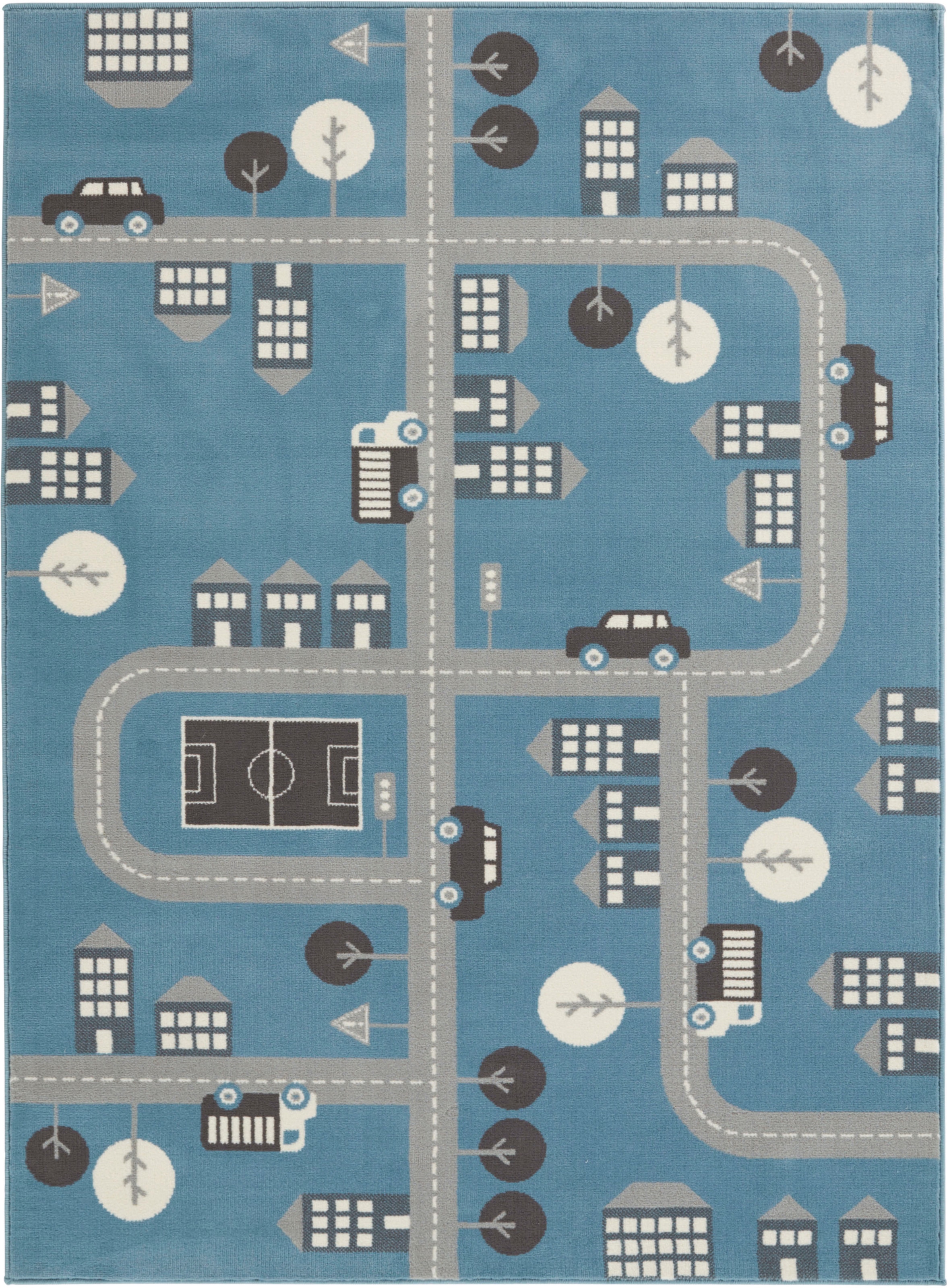 Teppich »Town«, rechteckig, 0,9 mm Höhe, Kurzflor, Kinderteppich, Spielteppich,...