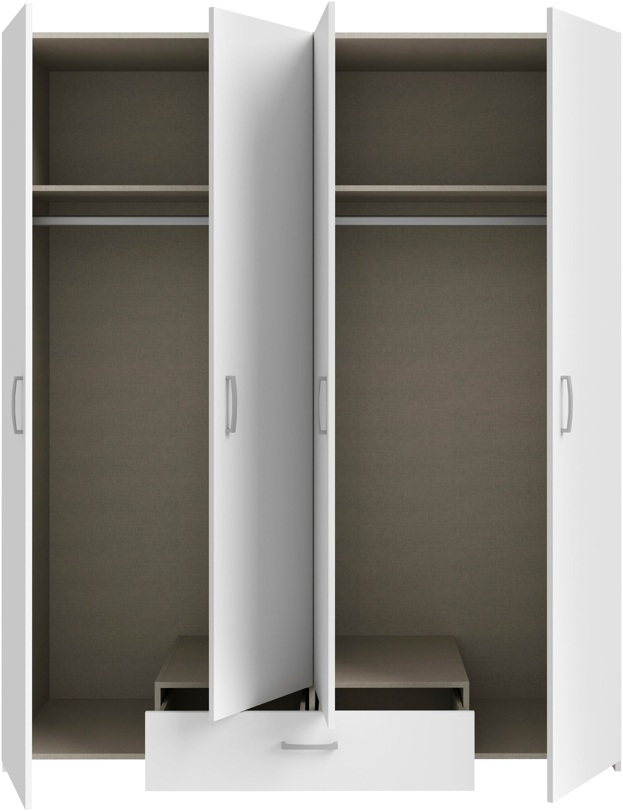 FORTE Drehtürenschrank »Econobox«, Drehtürenschrank, zeitloses Design mit alufarbigen Griffen.