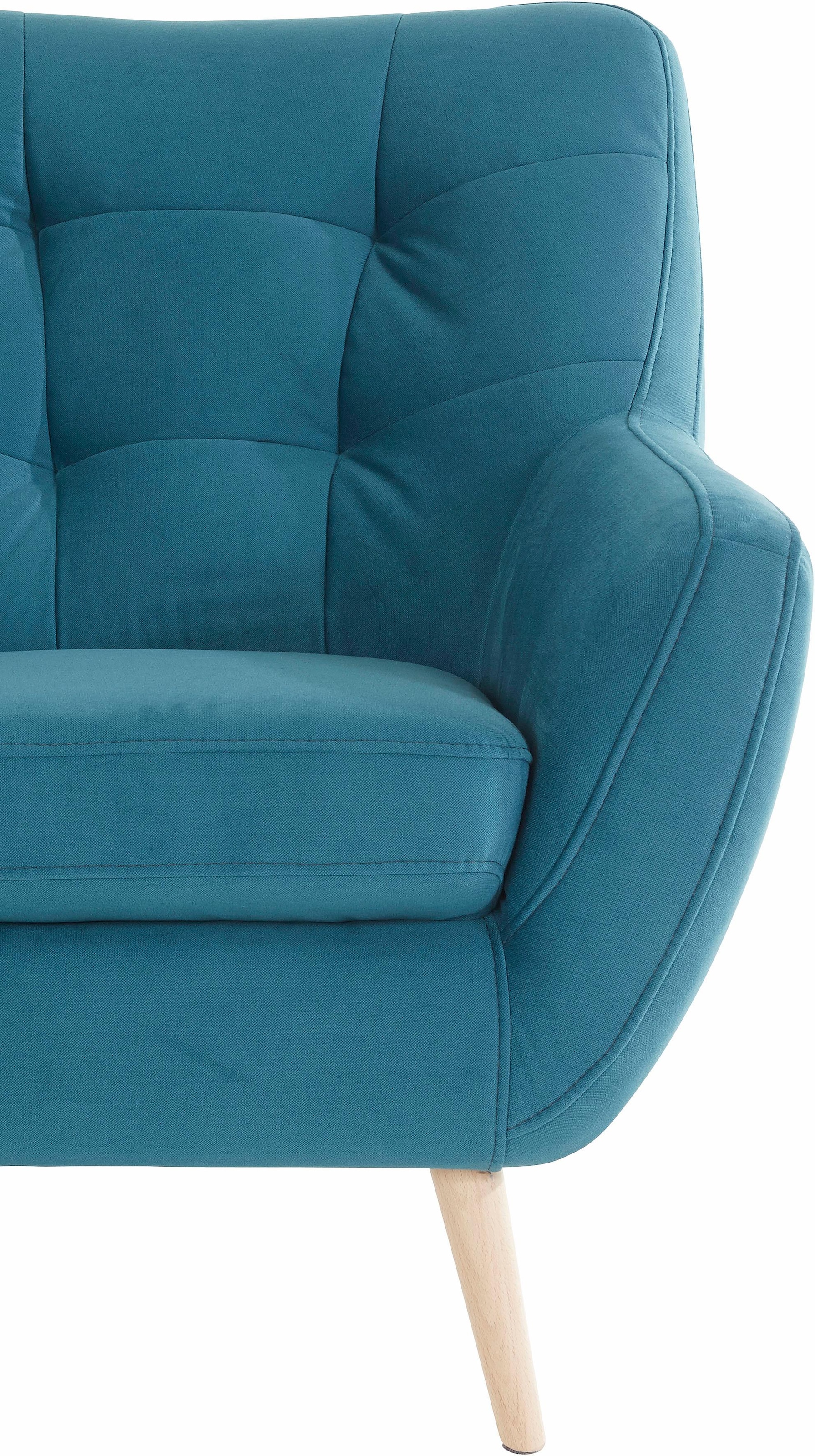 exxpo - sofa fashion 2-Sitzer »Scandi, bequem, aufwendige Rückenpolsterung für mehr Sitzkomfort«, akuelle Farben in hochwertige Bezugsqualitäten, Holzfuß