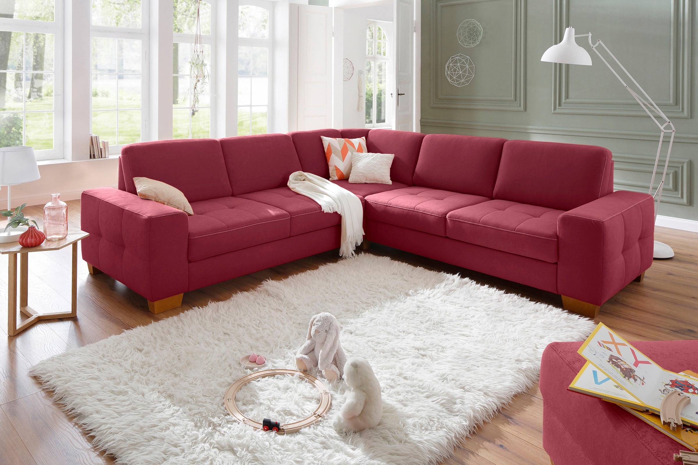 Home affaire Ecksofa »Puccini L-Form« mit Federkern, Sitztiefenverstellung, Kontrastnaht