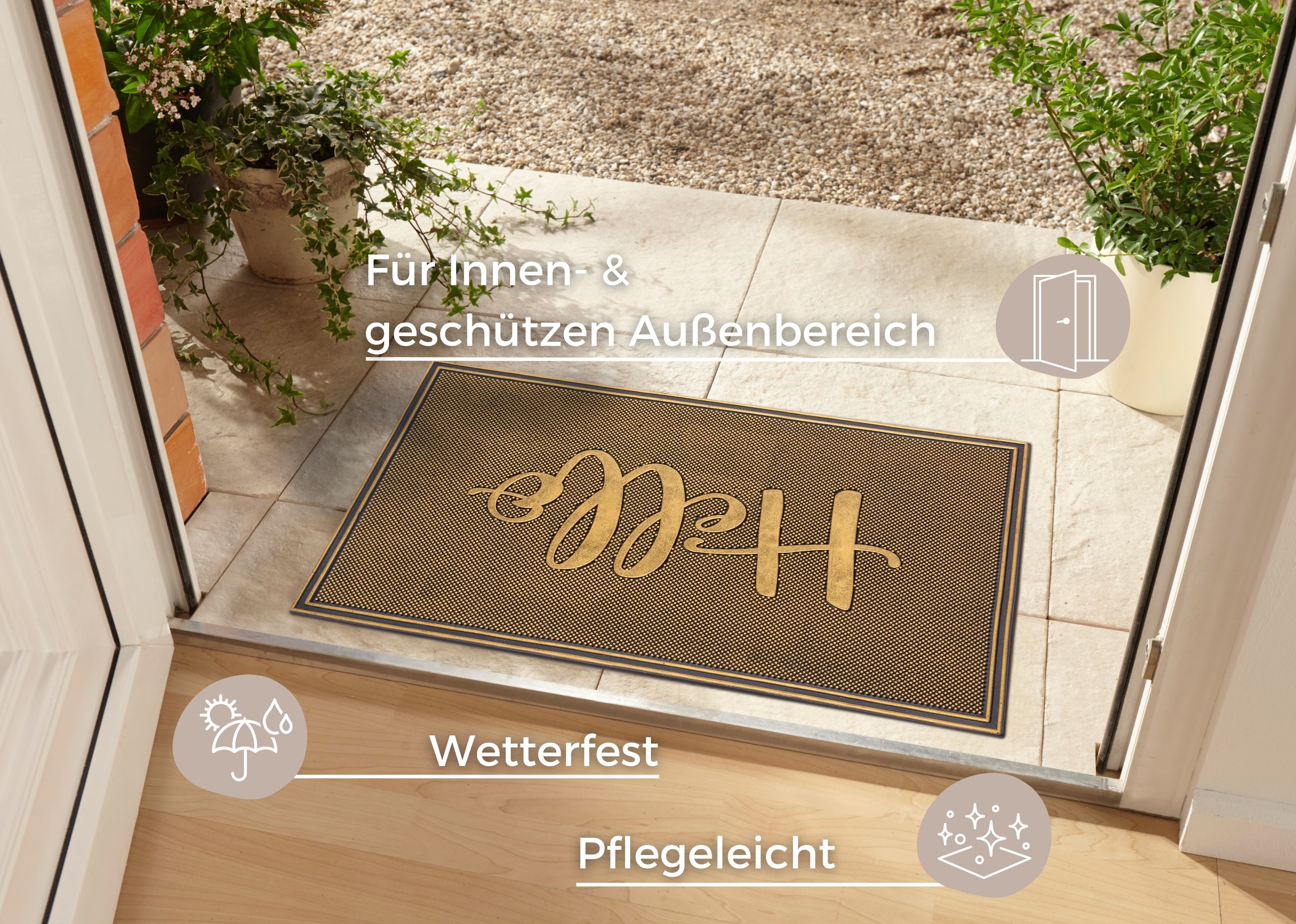 HANSE Home Fußmatte »Hello«, rechteckig, 10 mm Höhe, Gummi, Schmutzfangmatte, Outdoor, Rutschfest, Innen, Gummimatte