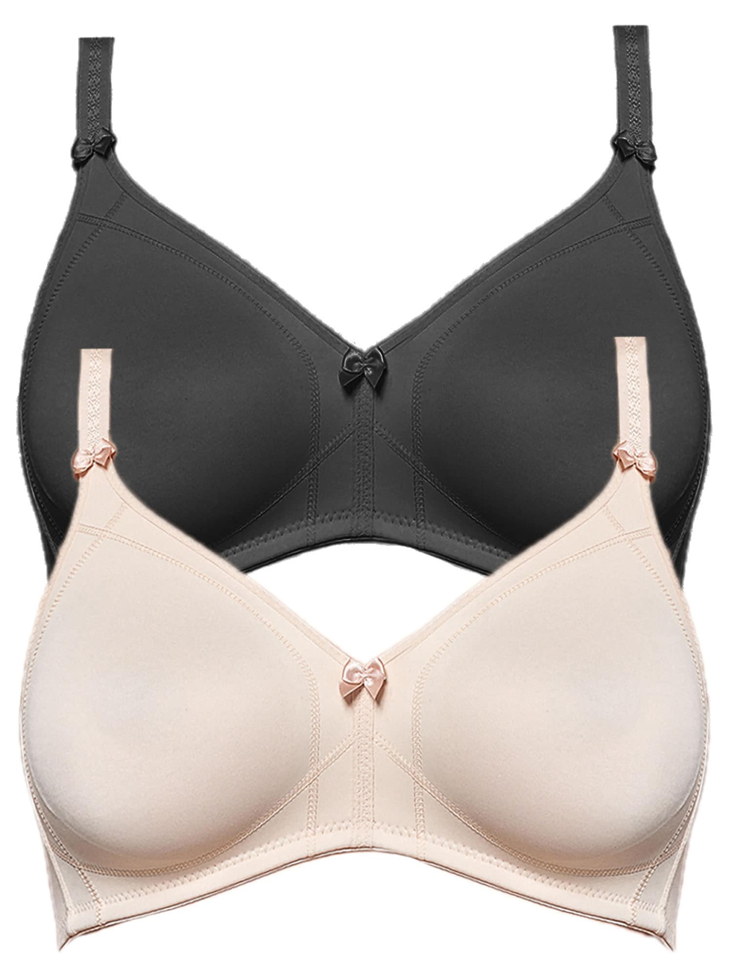 SUSA Damen Bügelloser BH "2er Pack BH ohne Bügel Topsy", Gr. 90, schwarz, Obermaterial: 82% Polyamid PA. 18% Elasthan EL., BHs