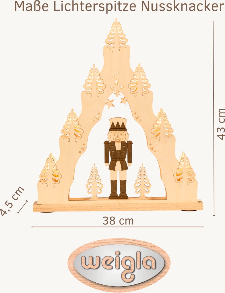 Weigla Schwibbogen "Nussknacker, Lichterspitze aus Holz, NATUR-BRAUN", Erzg günstig online kaufen