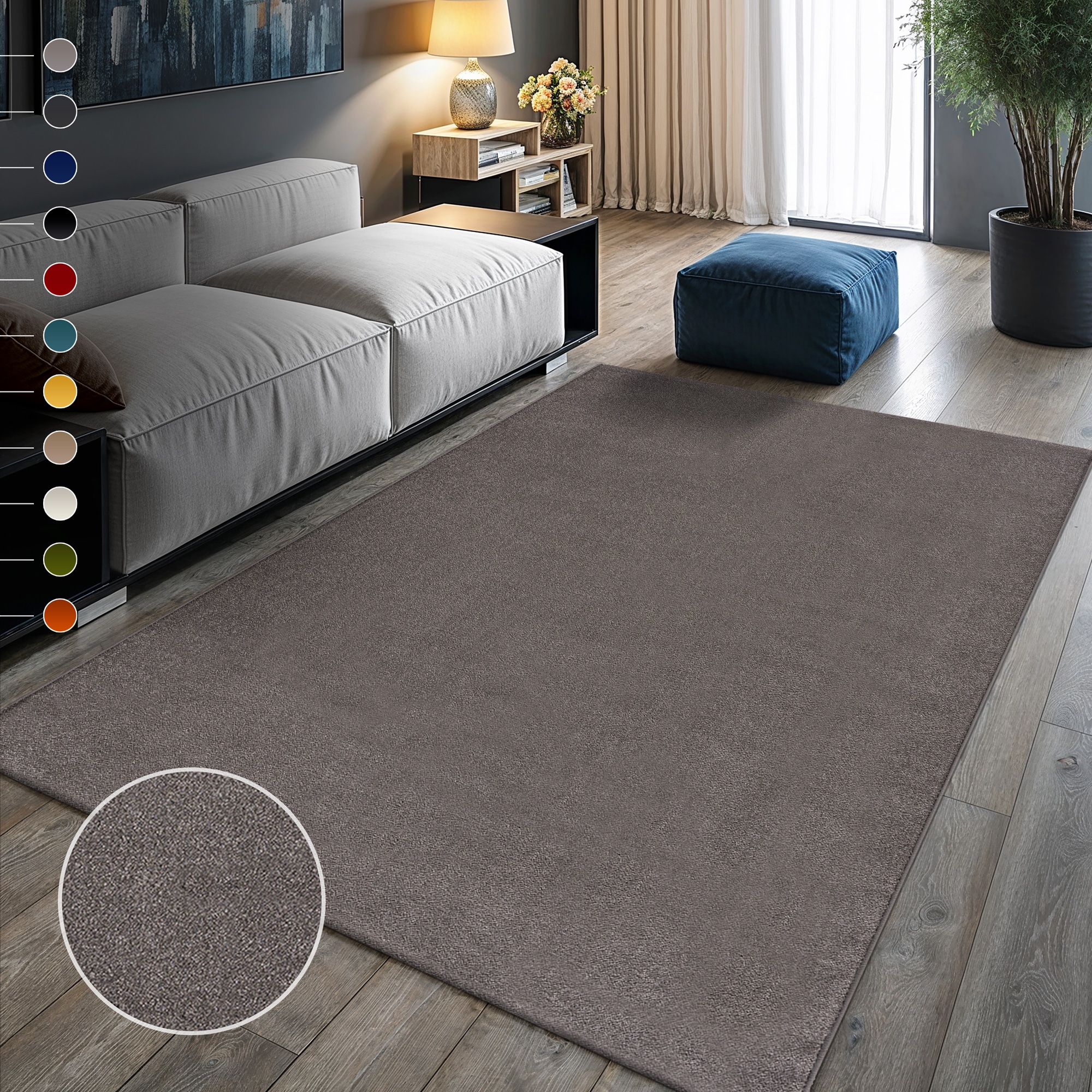 Sanat Teppich "UNI, auch als Läufer und Rund" rechteckig 13 mm Höhe robuster Kurzflorteppich, große Farbauswahl, Wohnzimmer, alle Räume