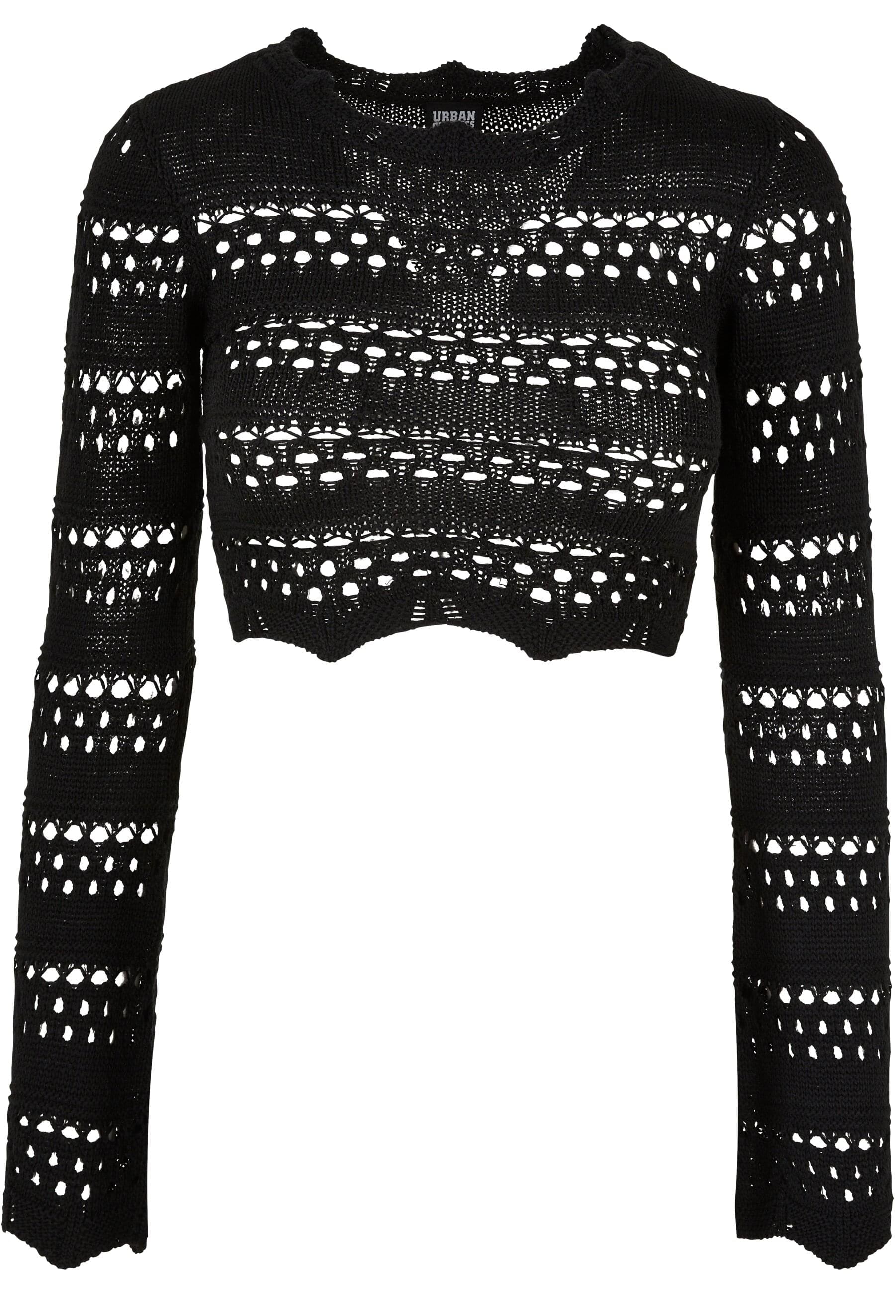 URBAN CLASSICS Rundhalspullover "Urban Classics Damen Ladies Cropped Crochet Knit Sweater"