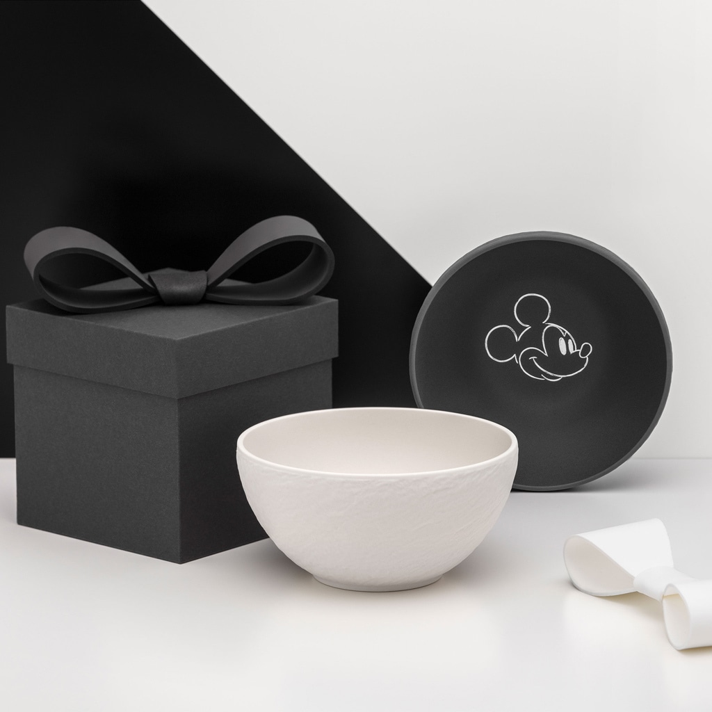 Villeroy & Boch Schale »Müslischalen Manufacture Rock - Mickey Mouse ø 14 cm 2er Set schwarz-weiß« 2 Spülmaschinenfest, Mikrowellensicher