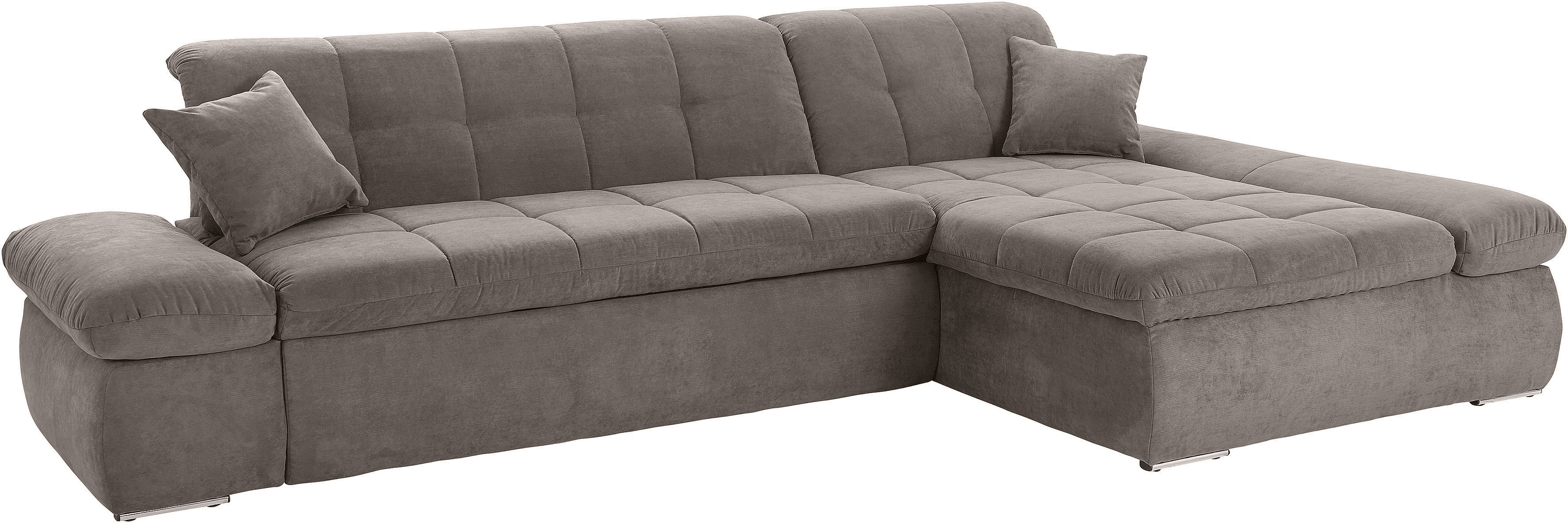 DOMO collection Ecksofa "MORIC Massiv - Belastbar bis 140 kgxSitz, 300x172 cm, XXL-Format" L-Form, Chenilleoptik, taupe