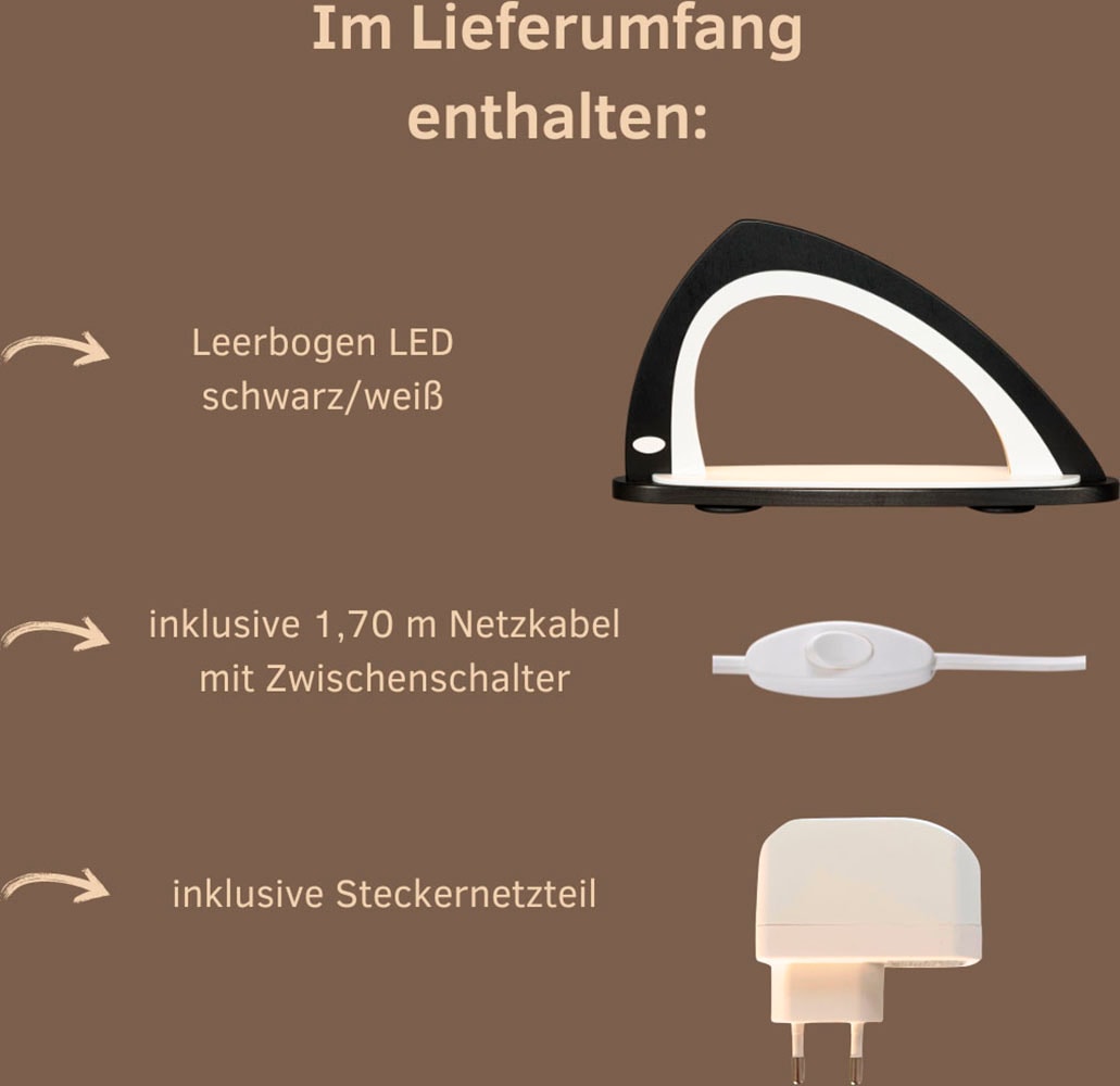 Weigla LED Schwibbogen »SCHWARZ-WEIẞ, Lichterbogen asymmetrisch zum Dekorieren aus Holz«, Erzgebirge garantiert, Deko für Weihnachten und das ganze Jahr