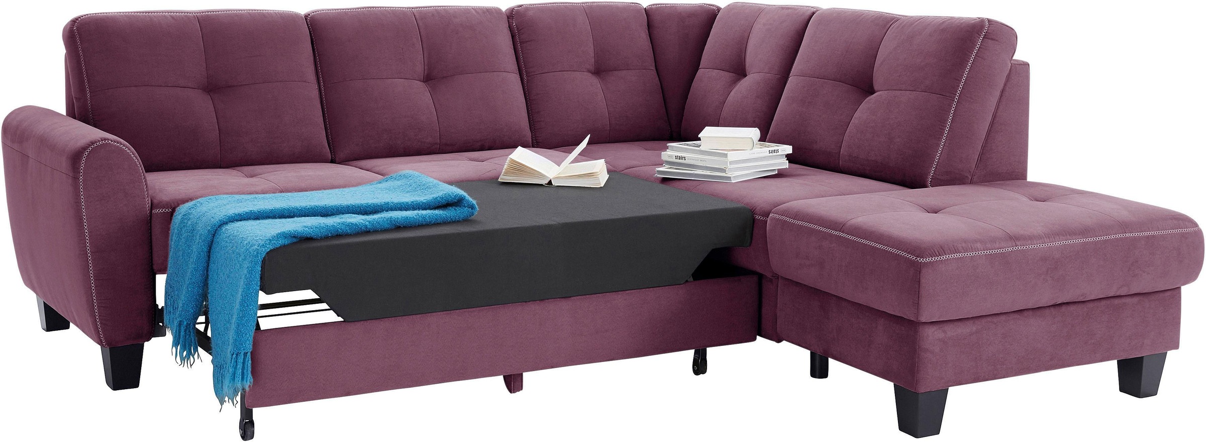 sit&more Ecksofa »Varese L-Form«, mit Federkern, wahlweise mit Bettfunktion und Stauraum