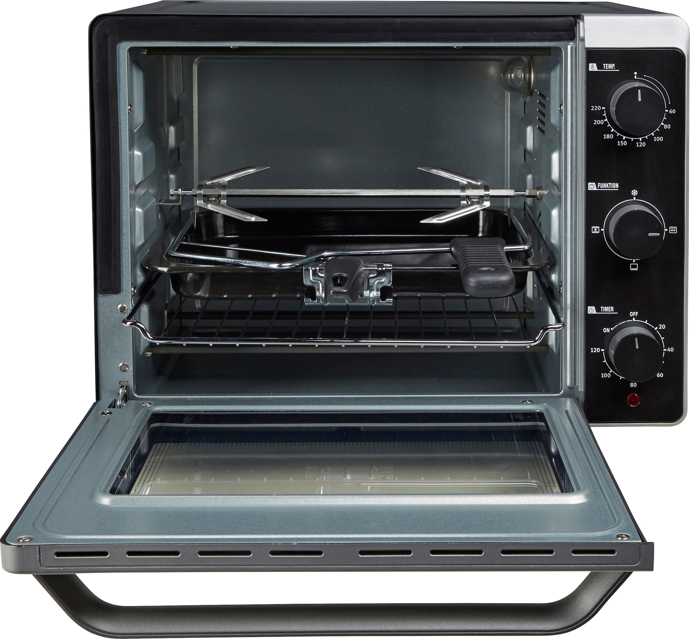 Hanseatic Minibackofen »17194935, 30 L Volumen, 1600 W«, Grillrost, Fettpfanne, Drehspieß, Testnote "GUT", Zeitschaltuhr