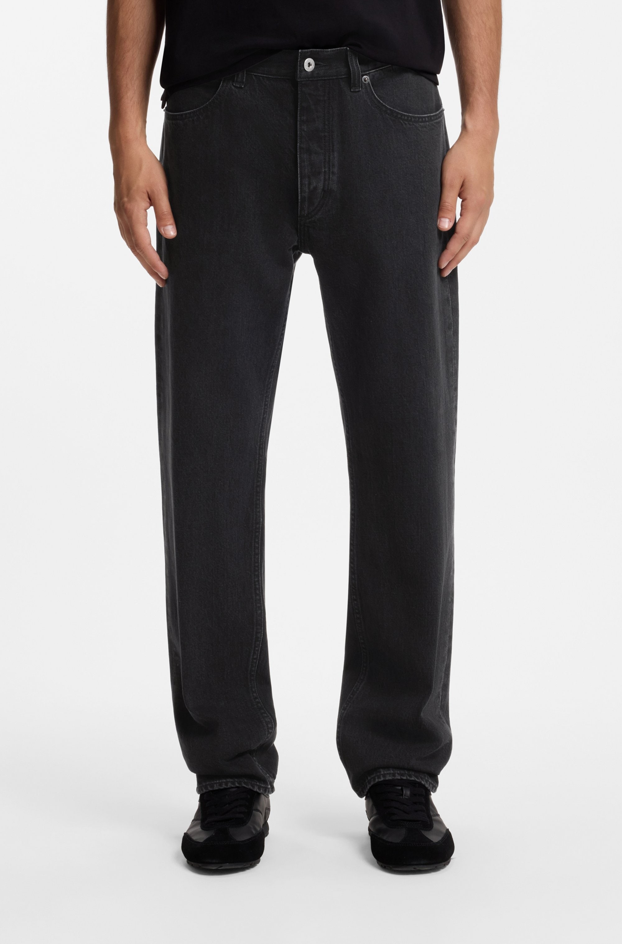 HUGO Regular-fit-Jeans "Jonah" aus reiner Baumwolle, Rinsed Washed, mittlere Bundhöhe