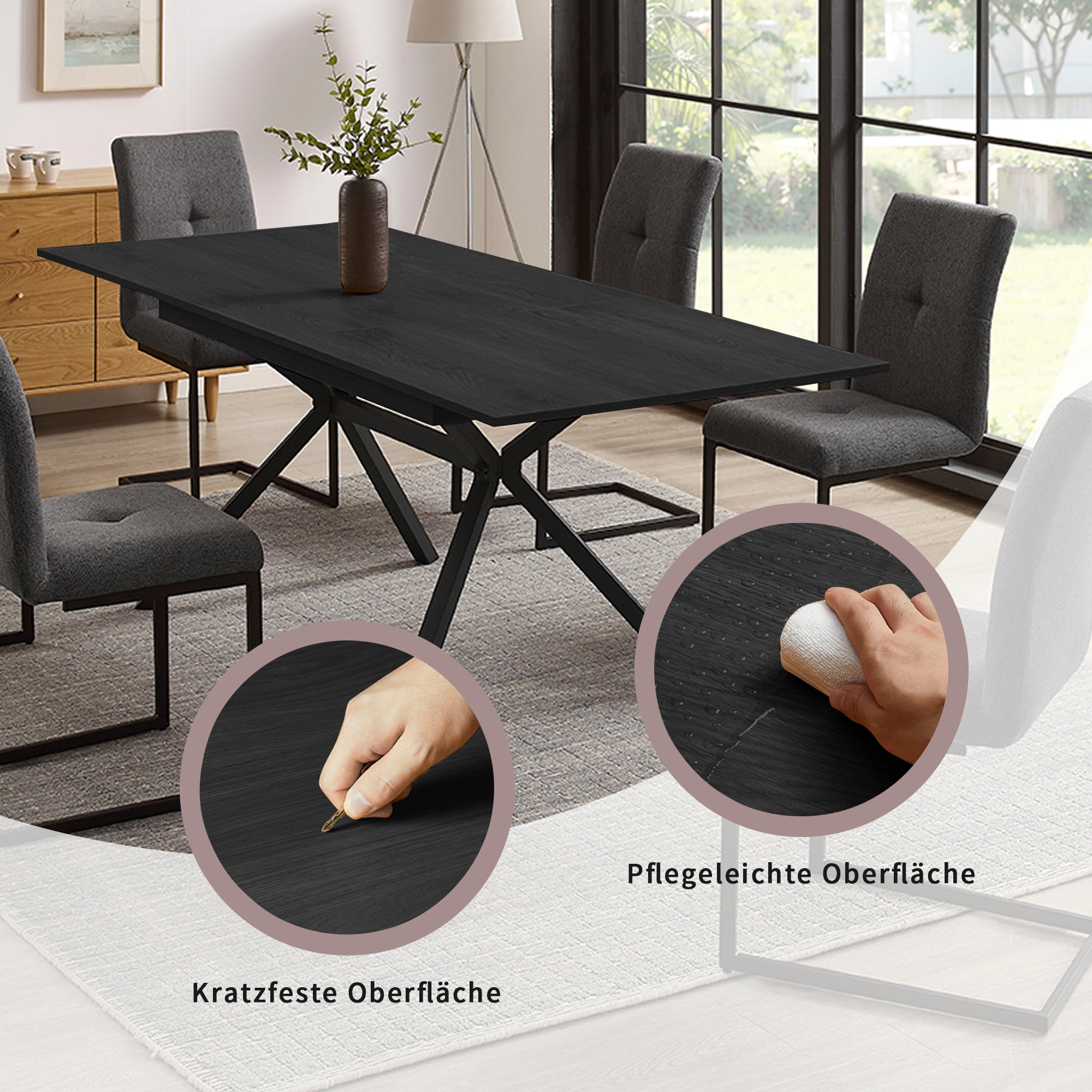 OTTO home Esstisch »Vendy«, ausziehbarer Tisch mit pflegeleichter Oberfläche, 160-210 cm